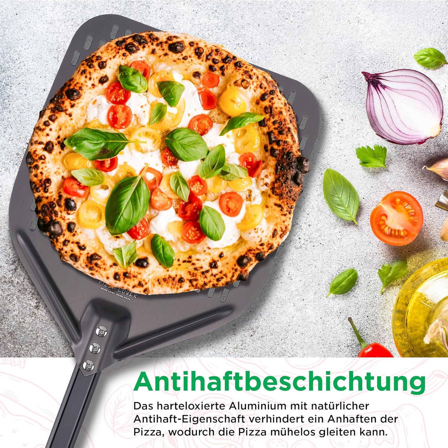 Pizzastein-Set, Set mit Roller