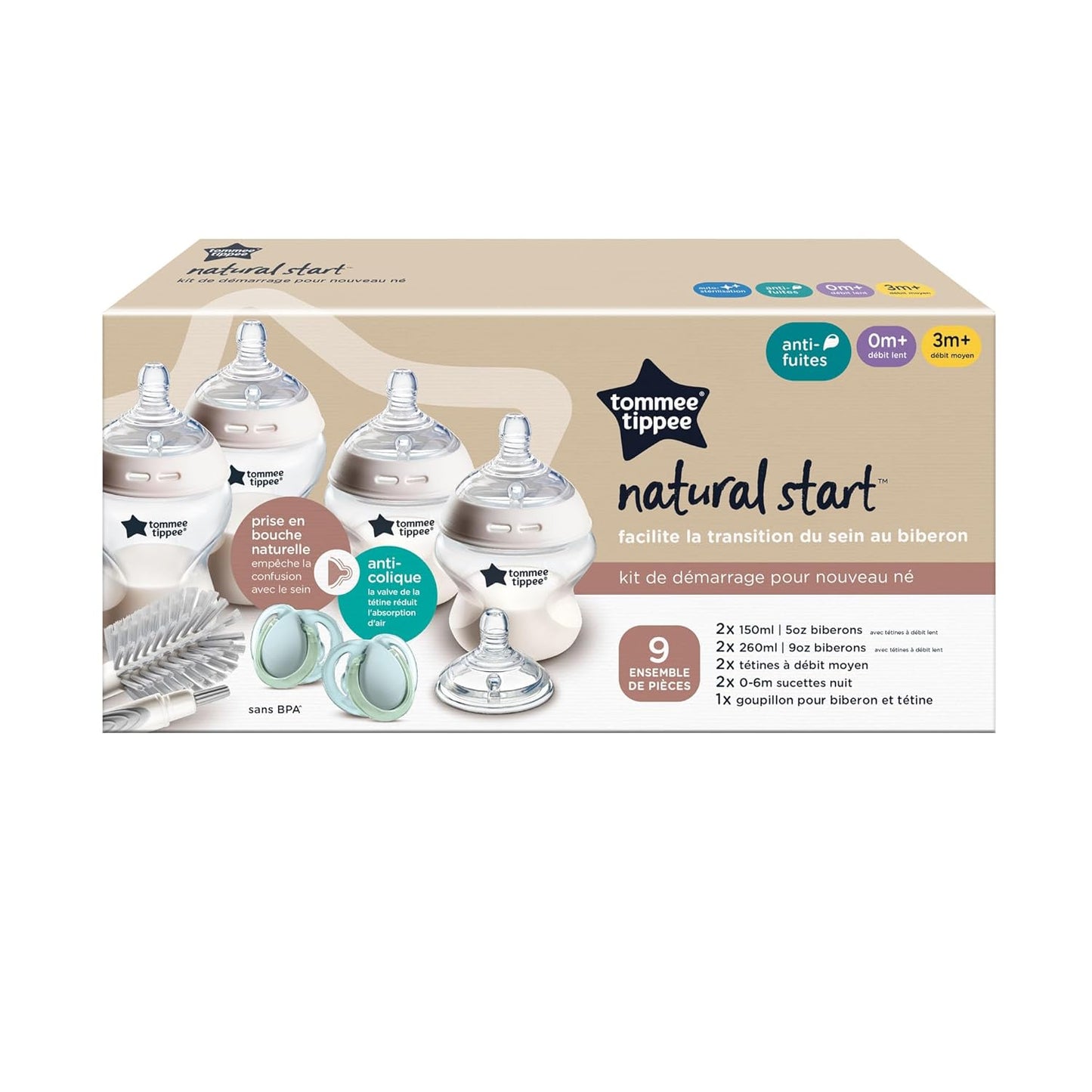 Natural Start Neugeborenen-Set, Anti-Kolik Babyflaschen, Transparent