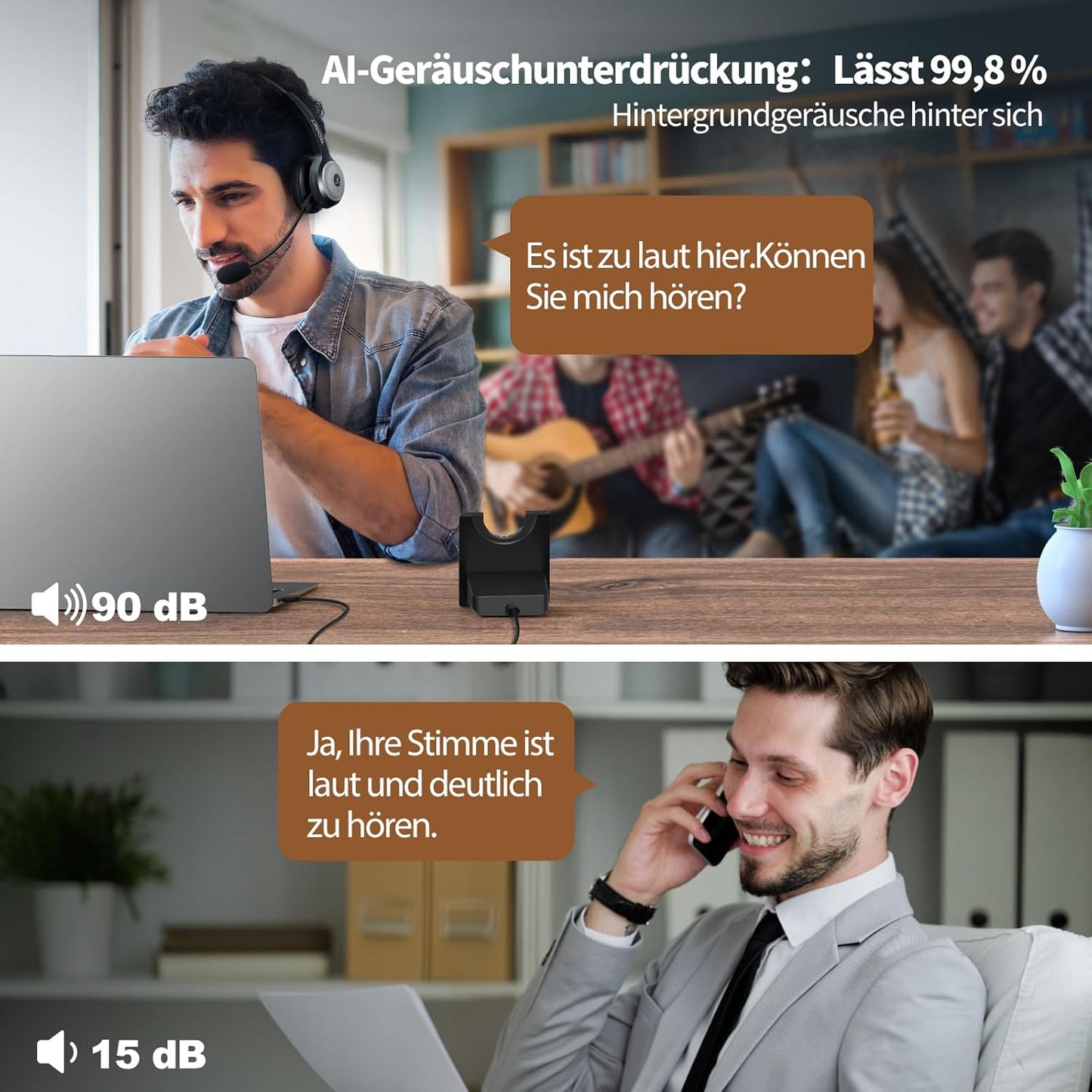 Bluetooth-Headset mit Mikrofon & USB Dongle, Bluetooth + USB Dongle + Ladestation schwarz
