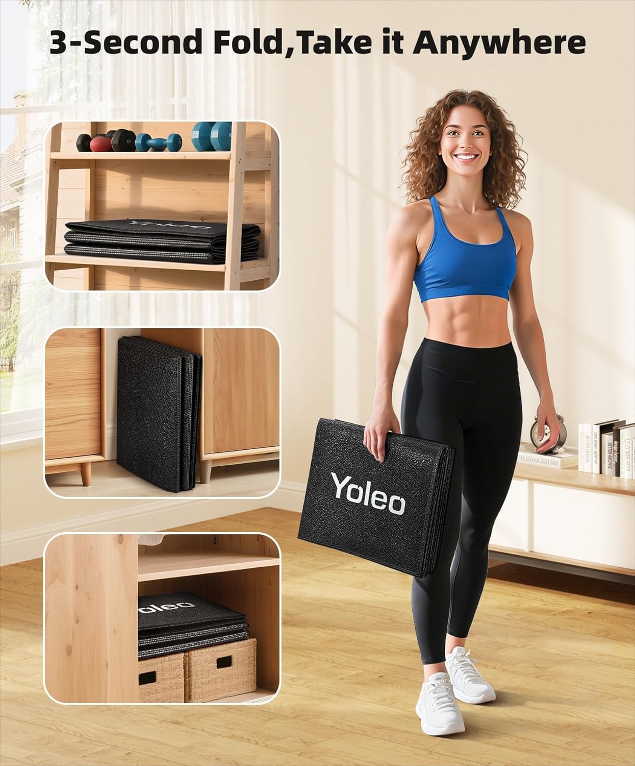 Faltbare Bodenschutzmatte für Fitnessgeräte (2er-Set), Schwarz(2 PCS)