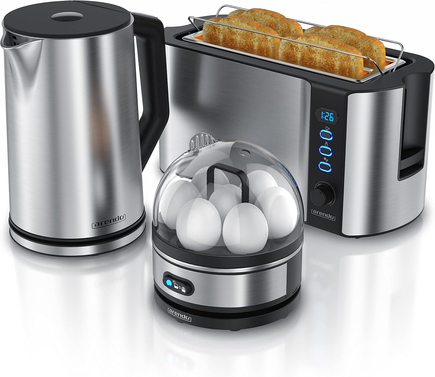 Frühstück Set - Wasserkocher, Toaster, Eierkocher, B: Silber