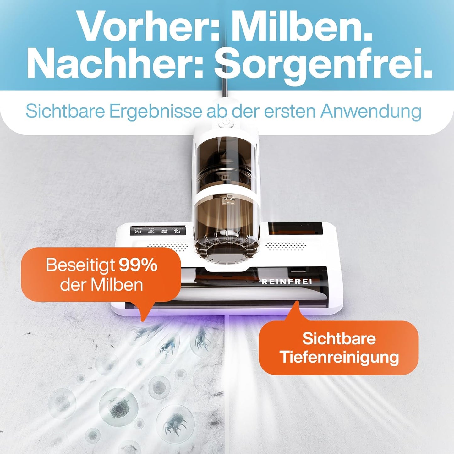 Matratzensauger gegen Milben mit Heissluft & Vibration