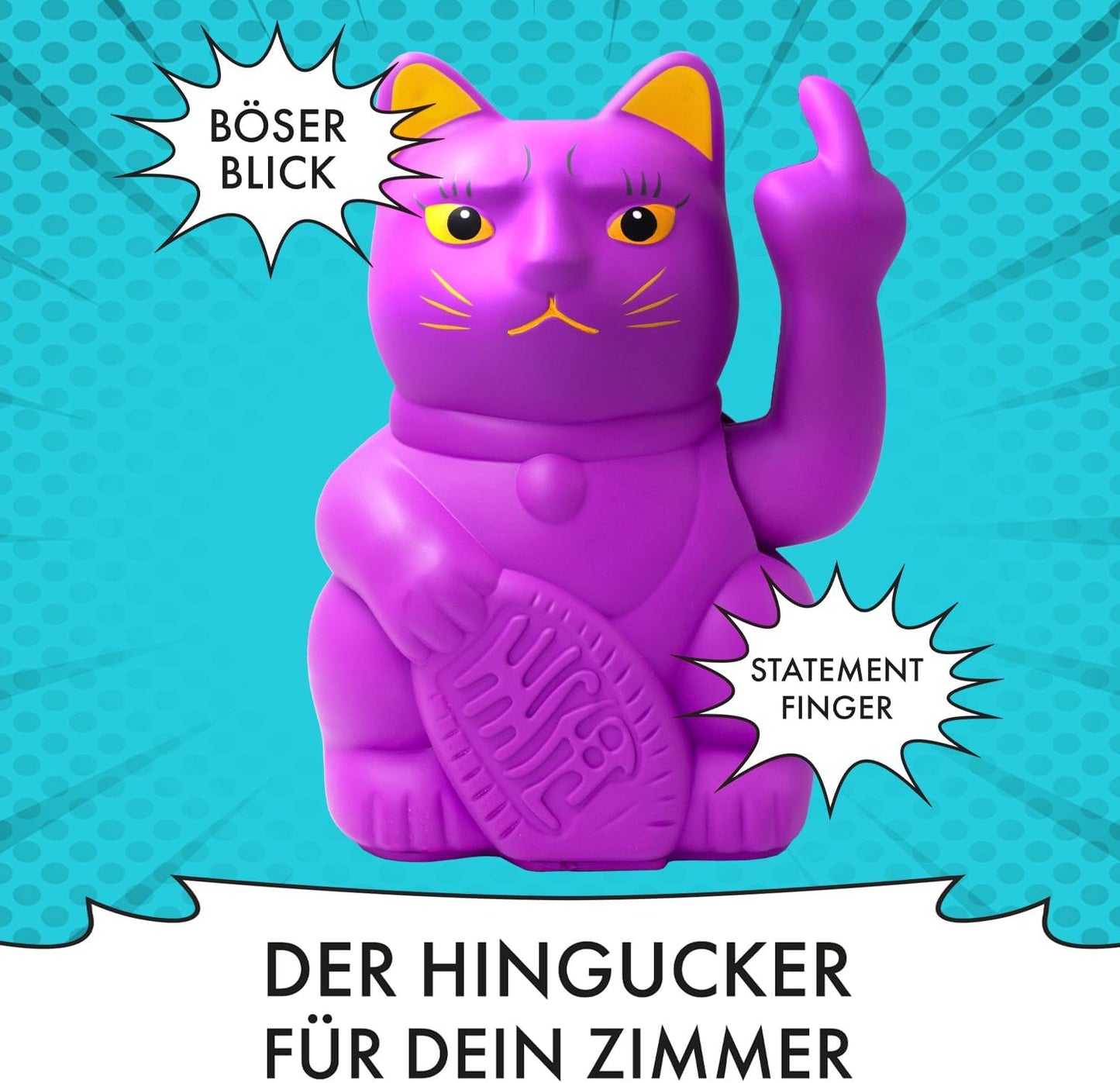 Winkekatze mit Mittelfinger, Lila