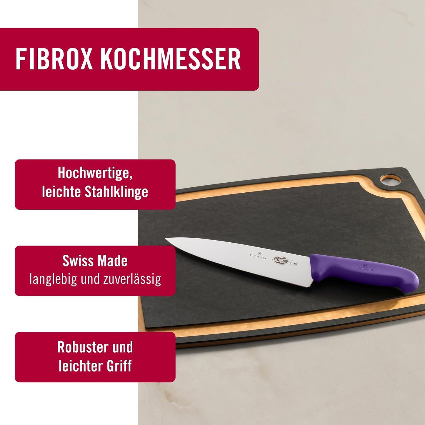 Fibrox Universalmesser mit gerader Klinge, Lila