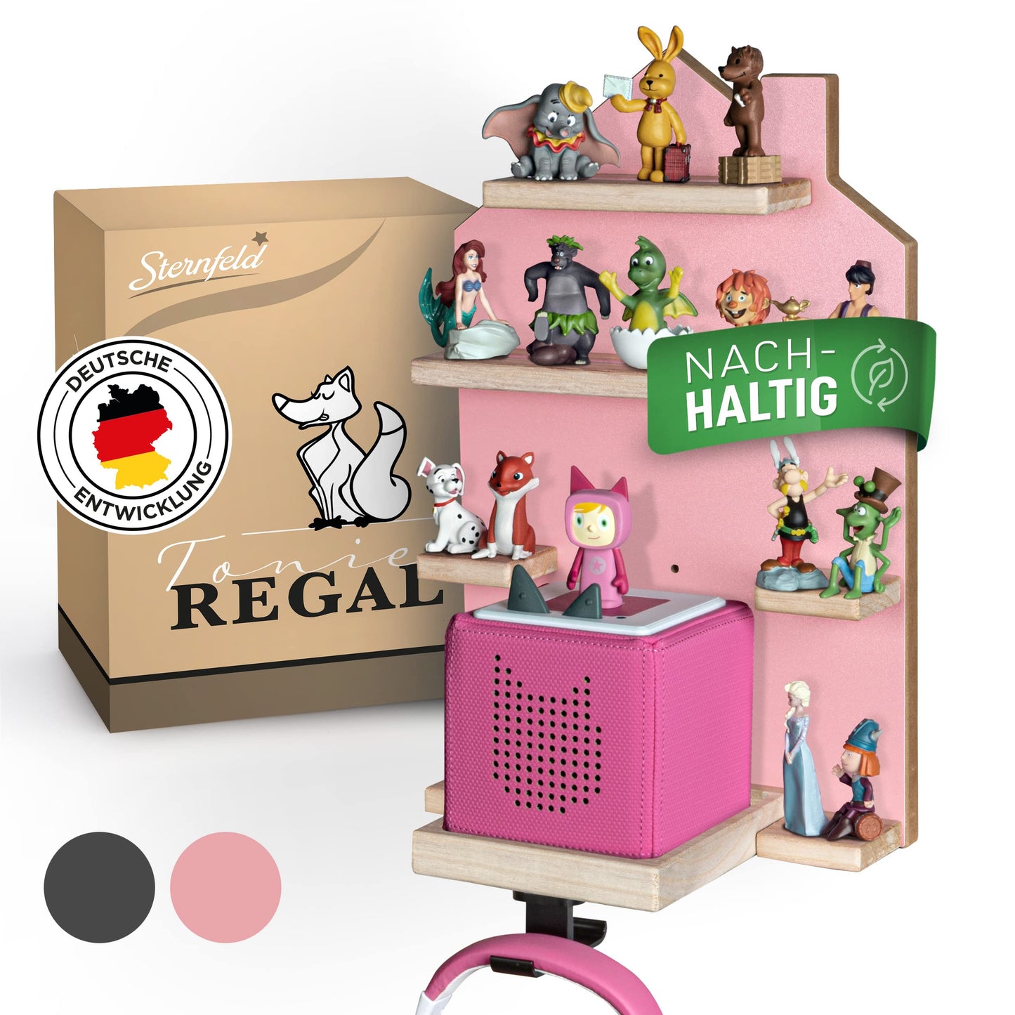 Magnetisches Tonie Regal für 32 Hörfiguren, Rosa für 32 Tonies