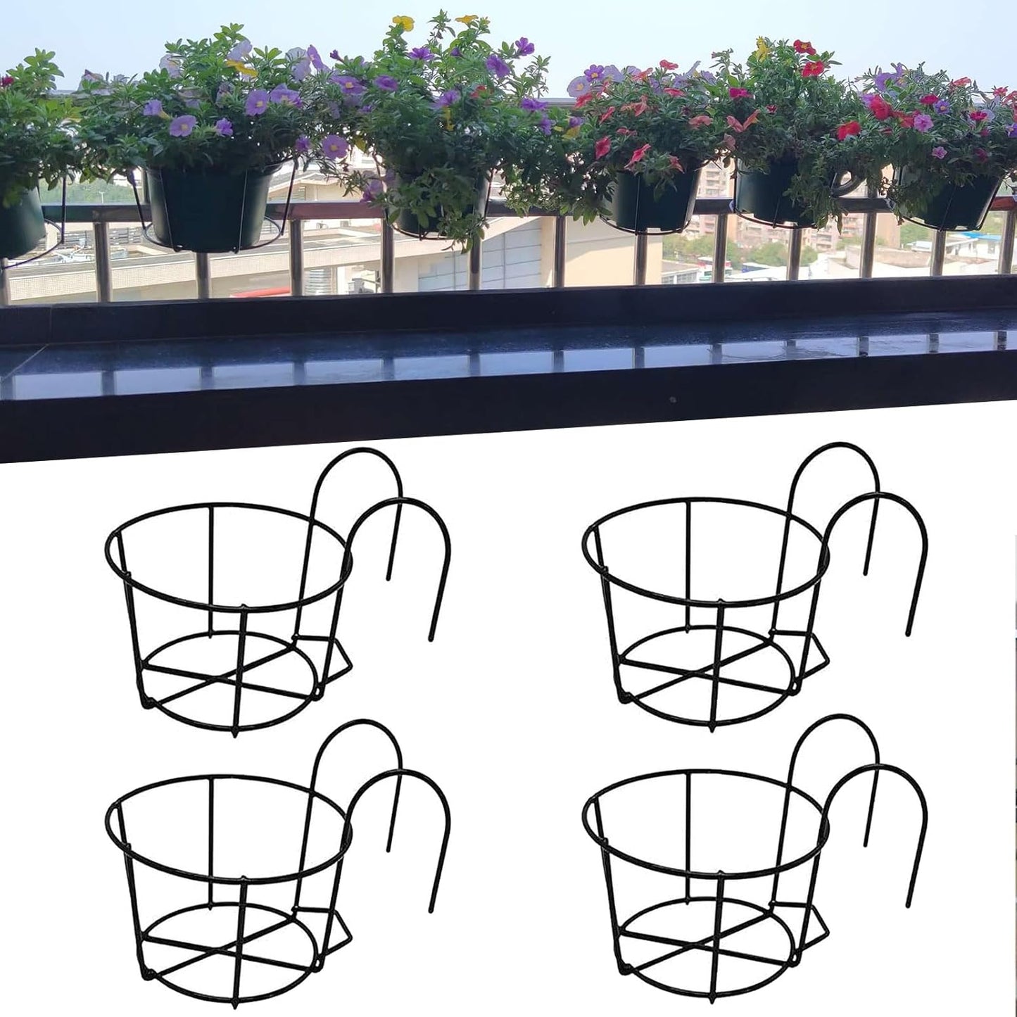 Blumentopfhalter zum Aufhängen, Schwarz