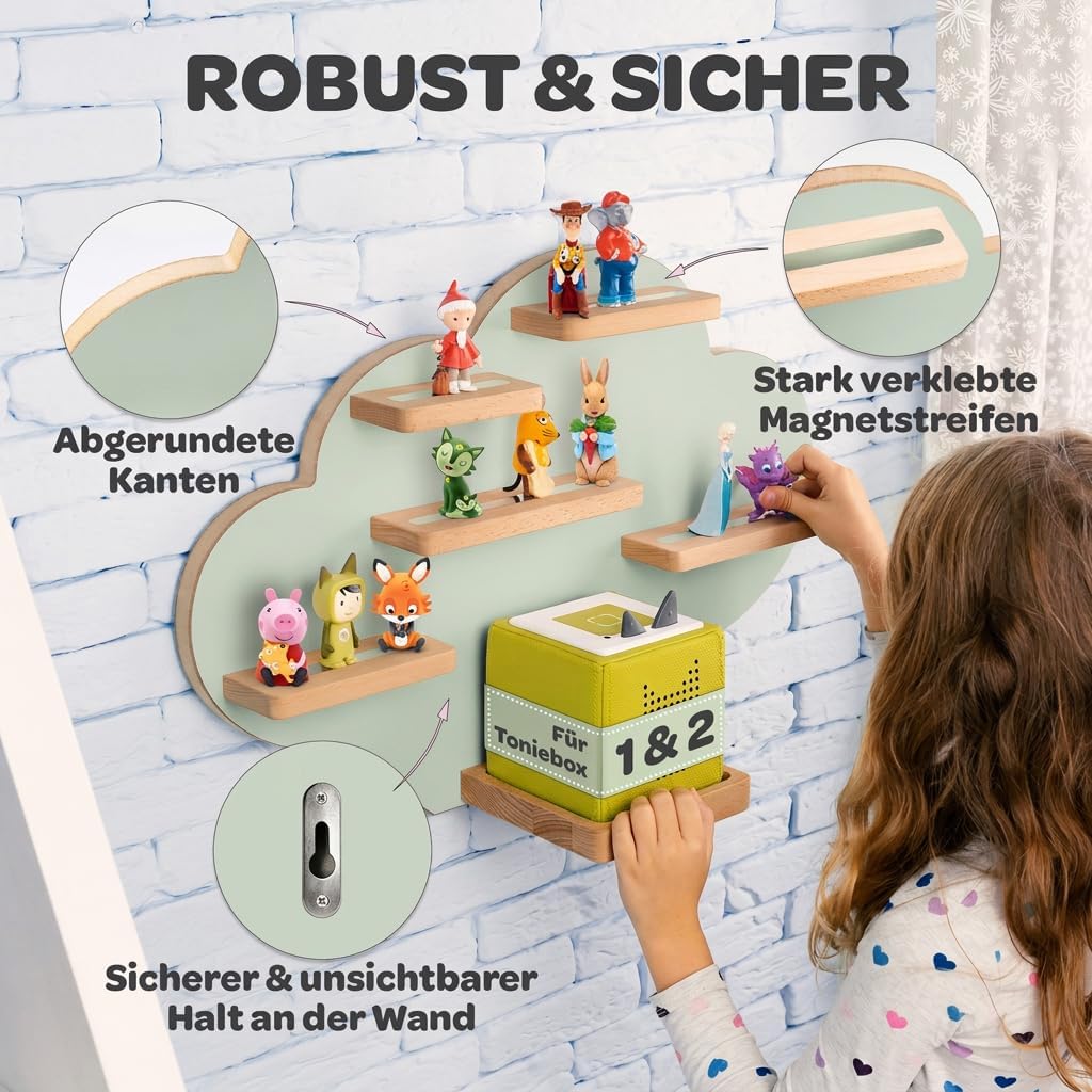 Tonie Regal Wolke für Toniebox-Figuren (mit Tragetasche), Grün