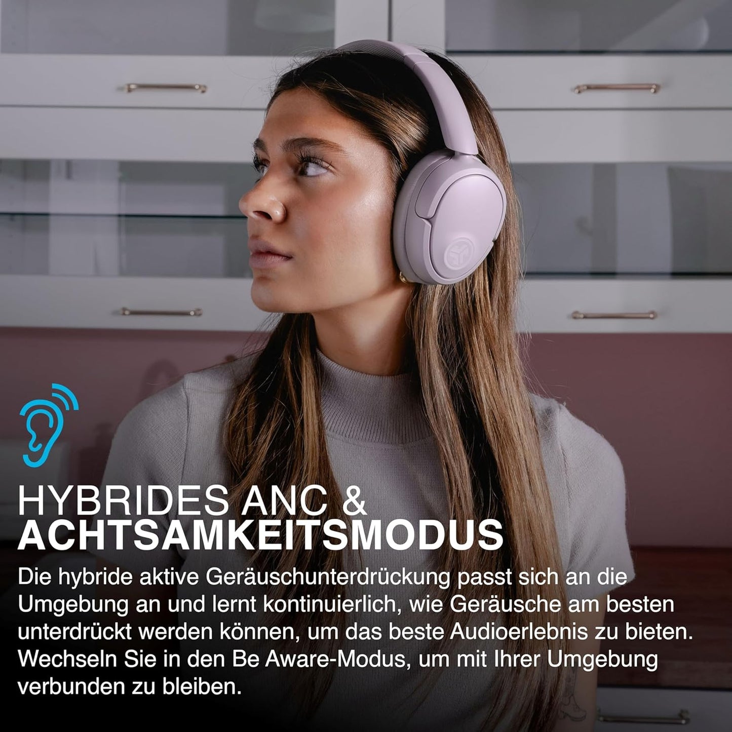 JBuds Lux ANC Over-Ear Bluetooth Kopfhörer, Mauve