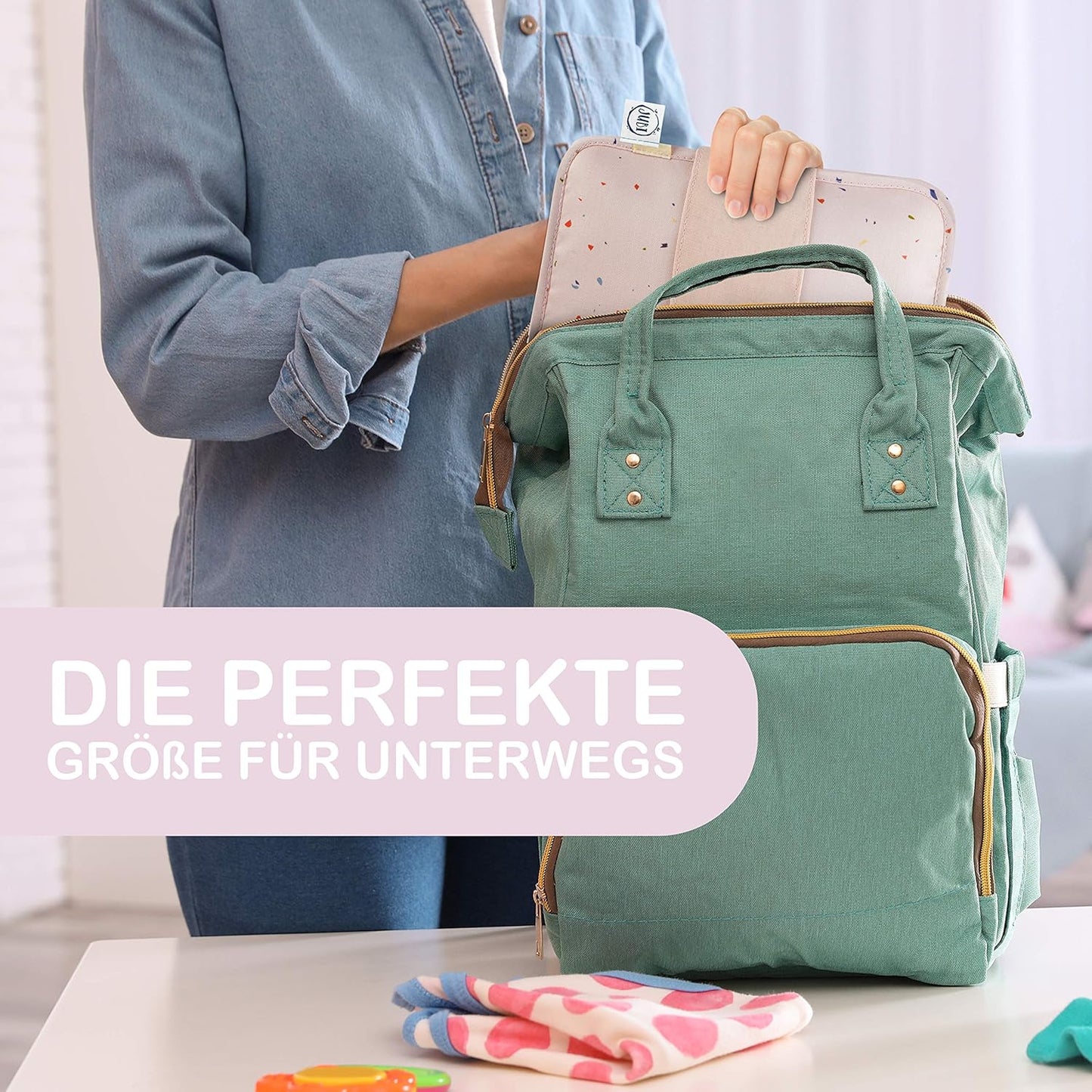 Windeltasche mit Wickelunterlage, Rosa