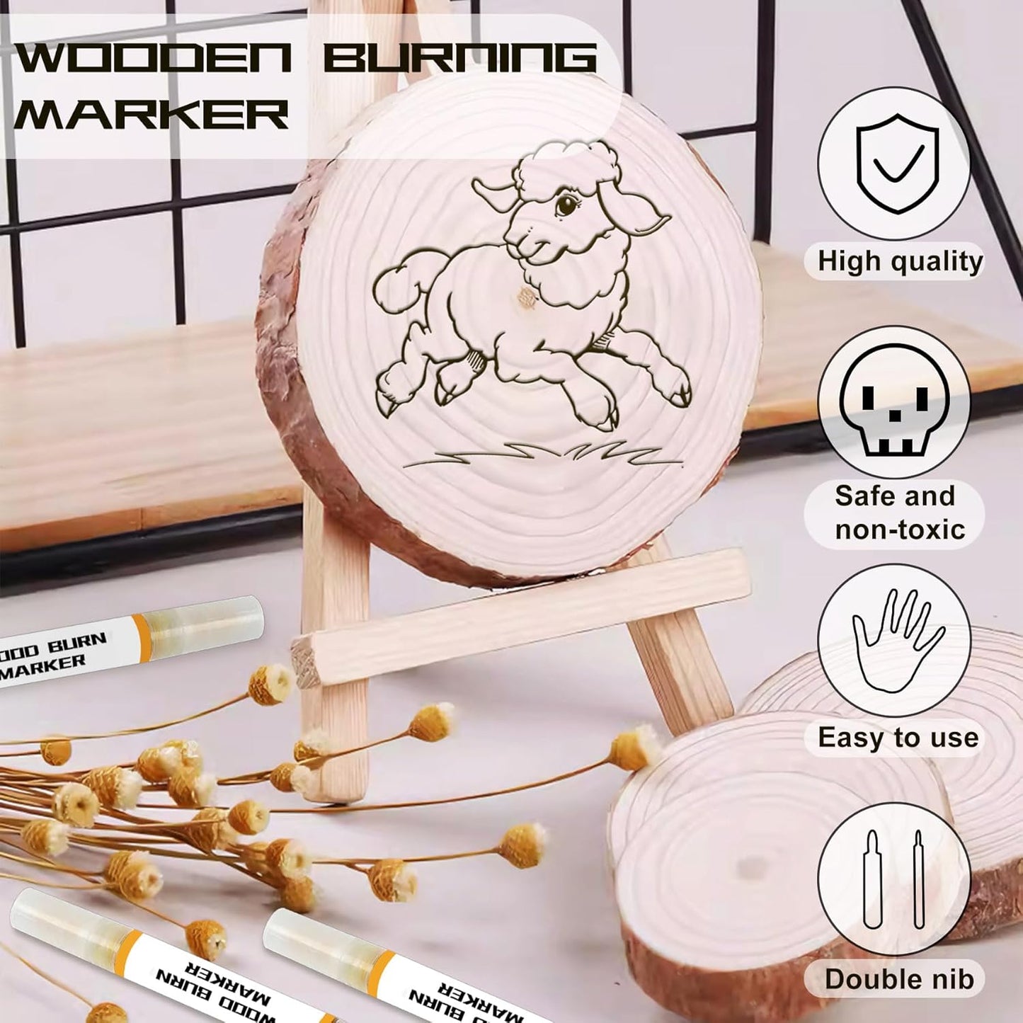 Holzbrennmarker, 4 Stück, doppelseitig, 4 Stück