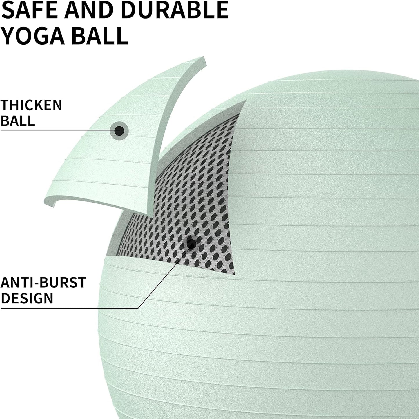 Gymnastikball mit Pumpe für Core-Training, 55-65cm Grün