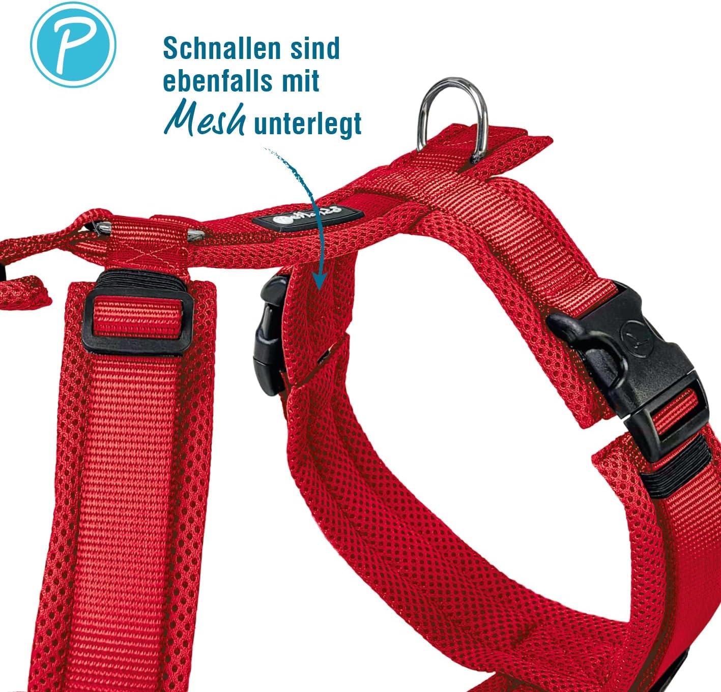 Gepolstertes Hundegeschirr Y-Comfort, Rot S