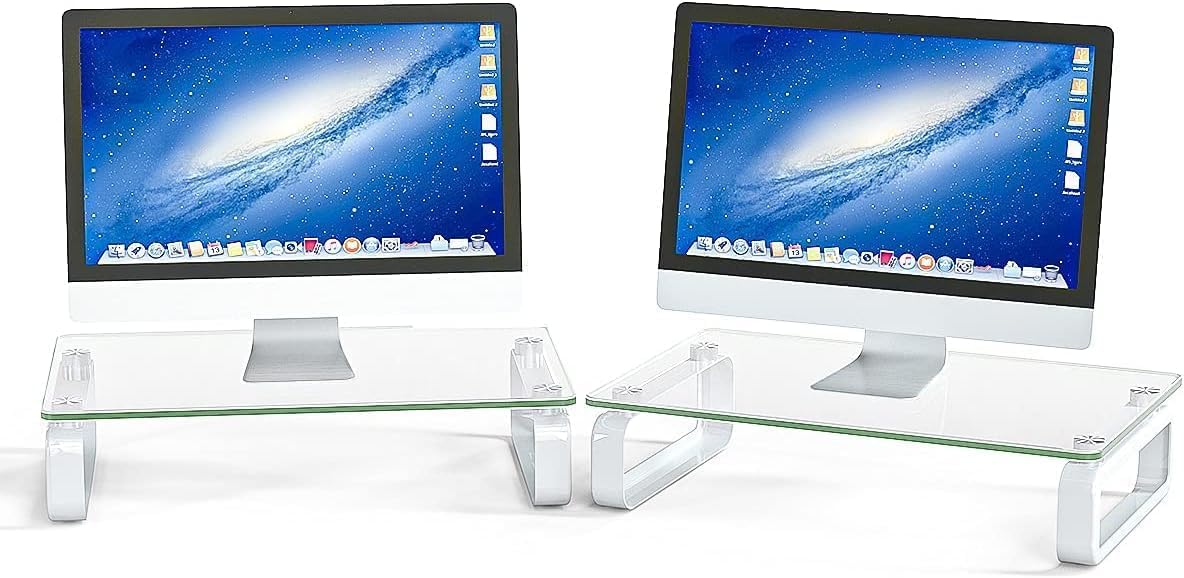 Ergonomischer Glas-Monitorständer, Transparent 38x24cm
