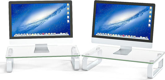 Ergonomischer Glas-Monitorständer, Transparent 38x24cm