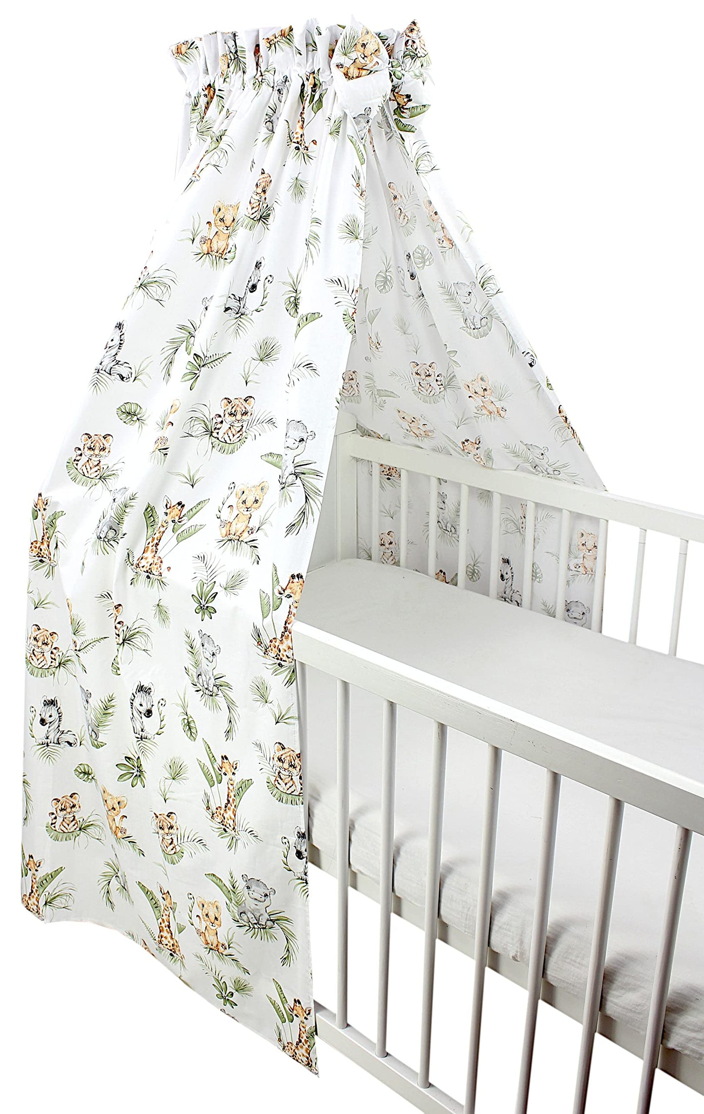 Babybett Himmel mit Schleifchen (160x240 cm), H240 x B160 cm (1er Pack) Safari / Löwe / Braun / Blätter / Grün