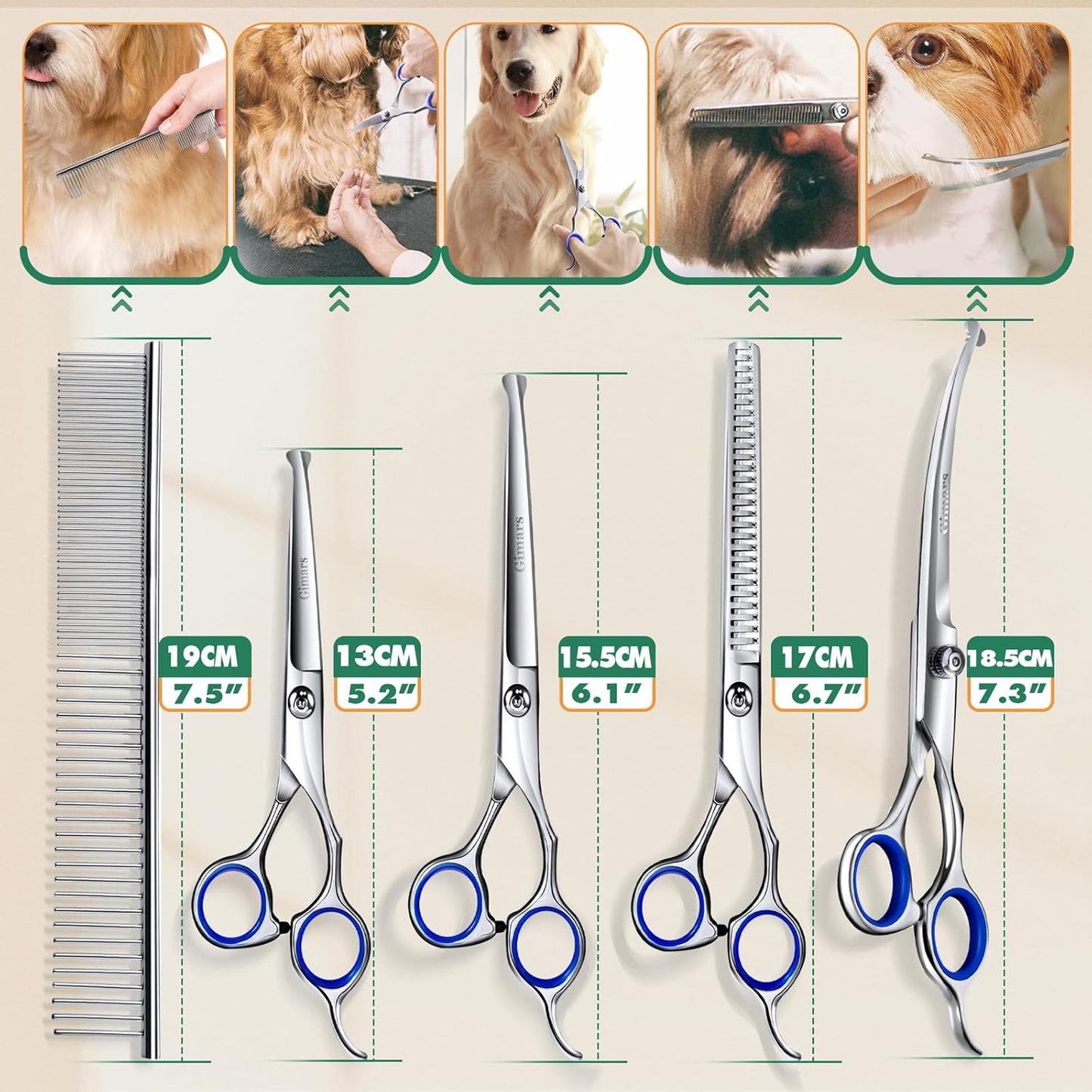 6-in-1 Hundeschermaschine mit Scherenset, 7000 U/min, 6-in-1 Schermaschine + Profi Scherenset Gold