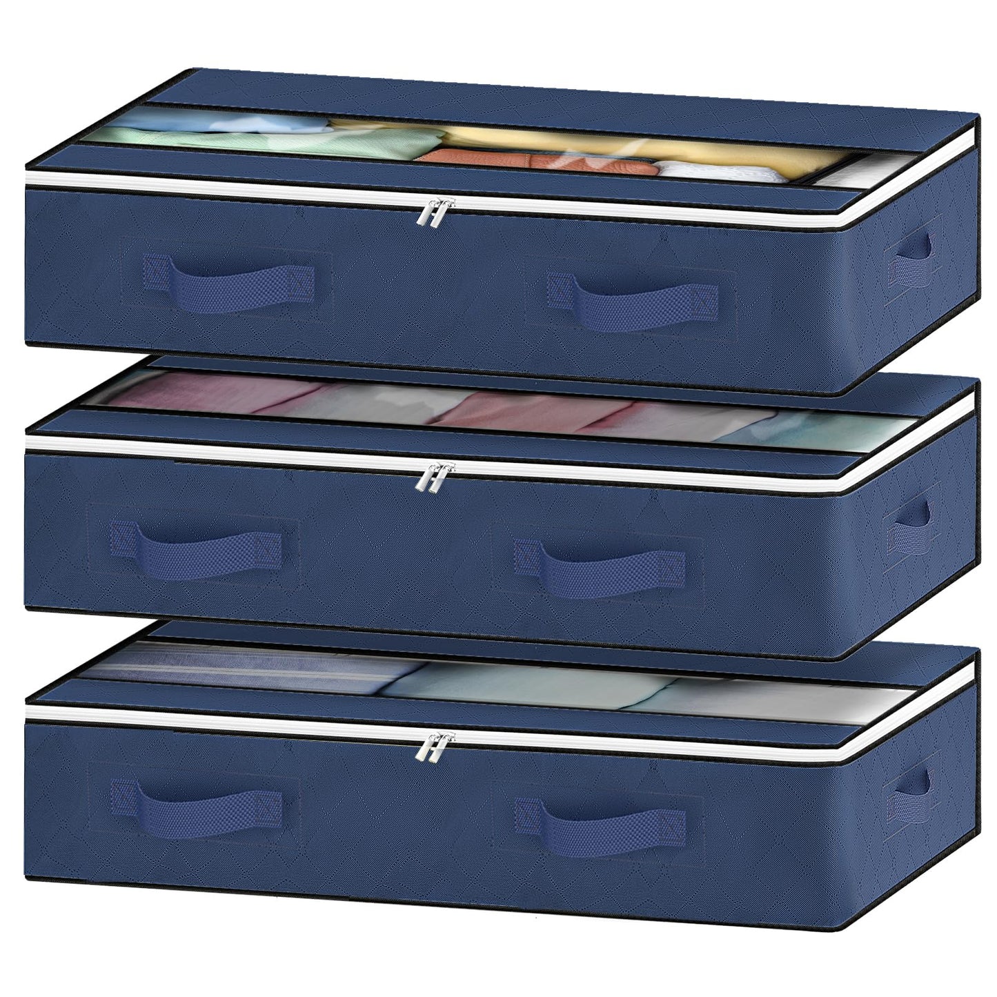 Unterbett-Aufbewahrungsboxen-Set (3 x 90L), Blau 90L x 3