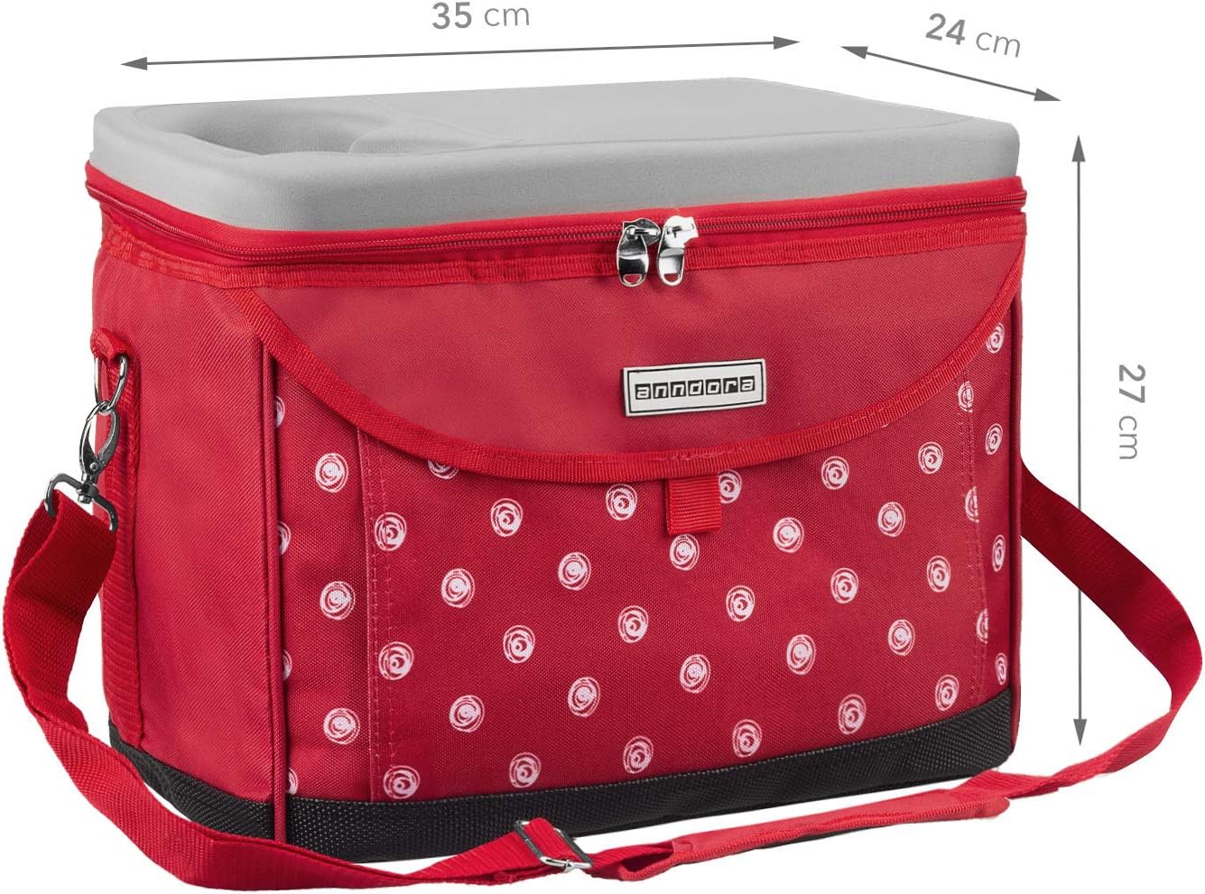 ‎TW-1885-245 Kühltasche mit Getränkehalter, Rot Weiss Gepunktet
