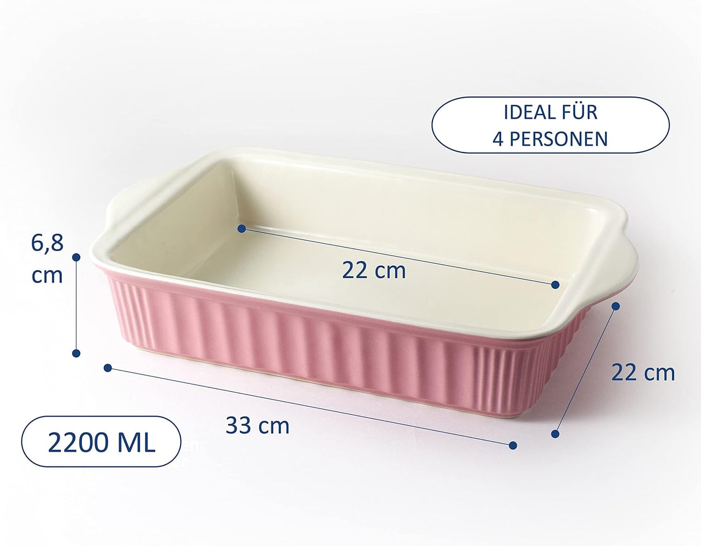 Grosse Auflaufform für 4 Personen, Pink Gross