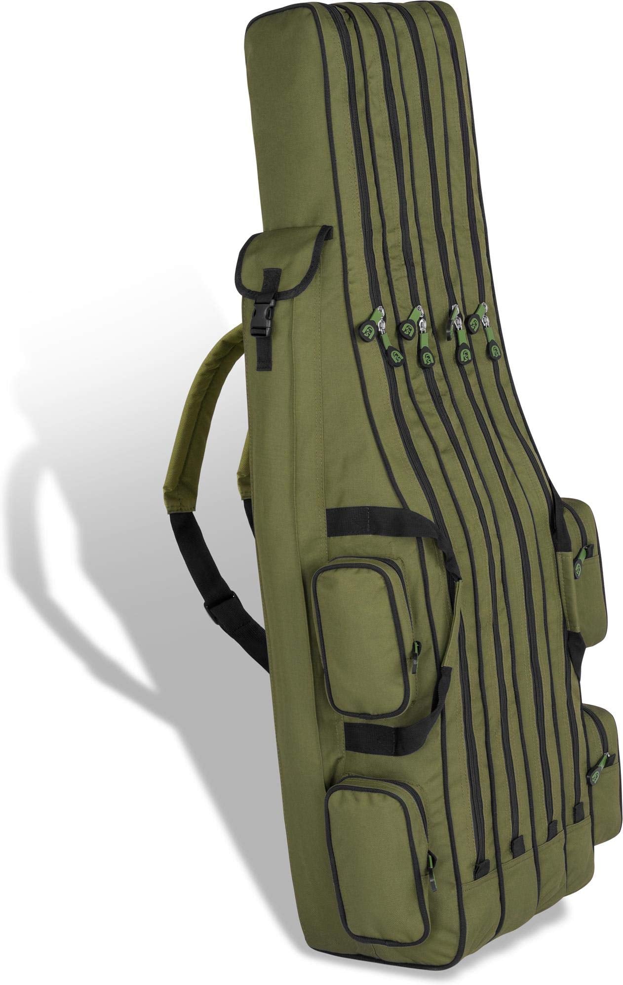 Angelkoffer Rod Case mit 4 Rutenfächern (160 cm), Dunkelgrün 4 Innenfächer 160cm