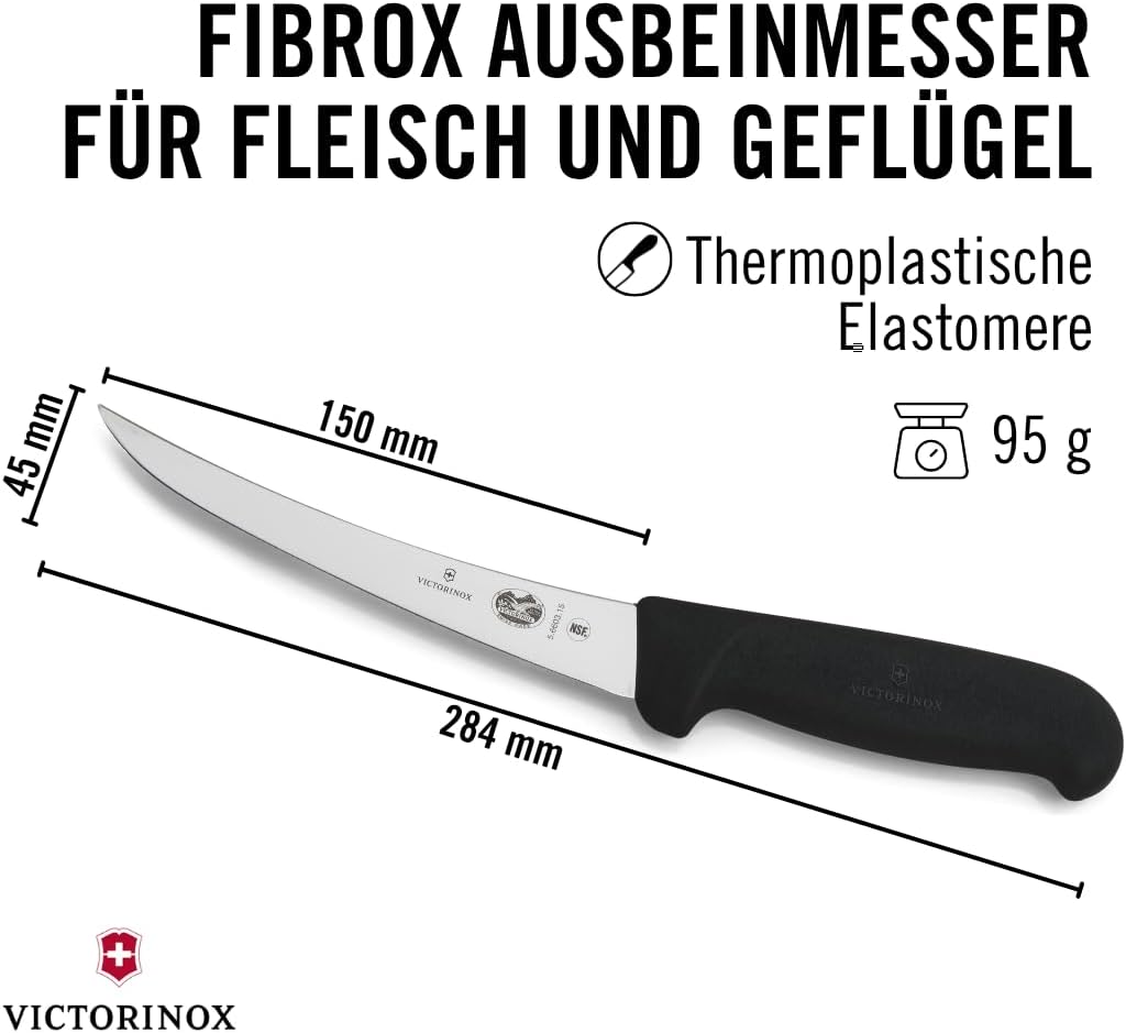 Fibrox Ausbeinmesser mit gebogener Klinge, Steife Klinge
