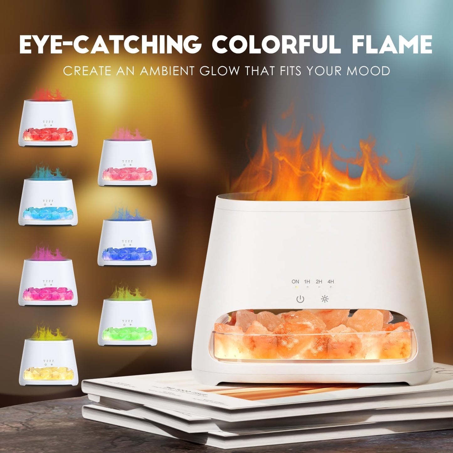 Aroma Diffuser mit LED-Flammeneffekt, Rgb Weiss