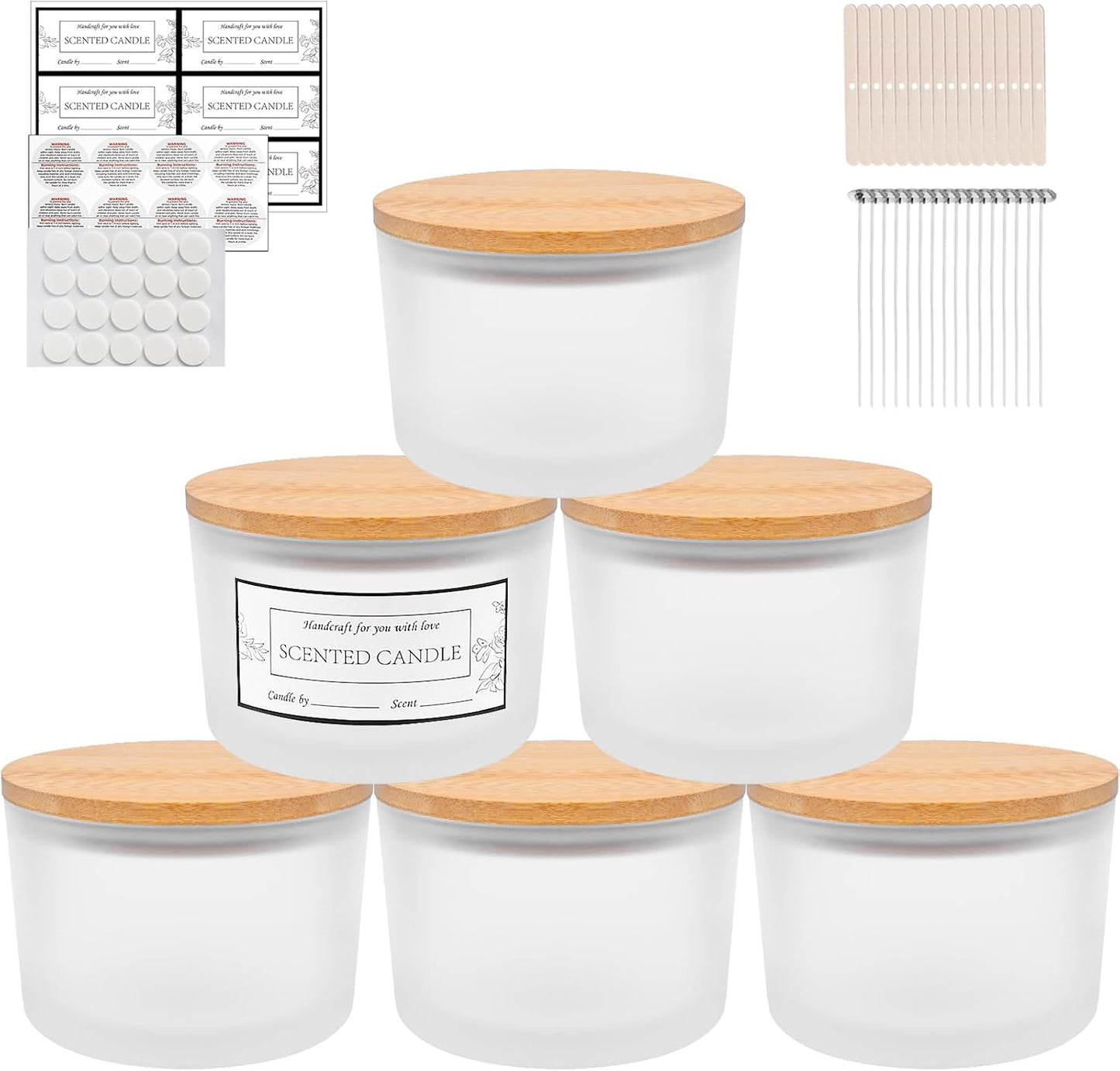 6er Set Milchglas-Kerzengläser, Milchglas-473 Ml