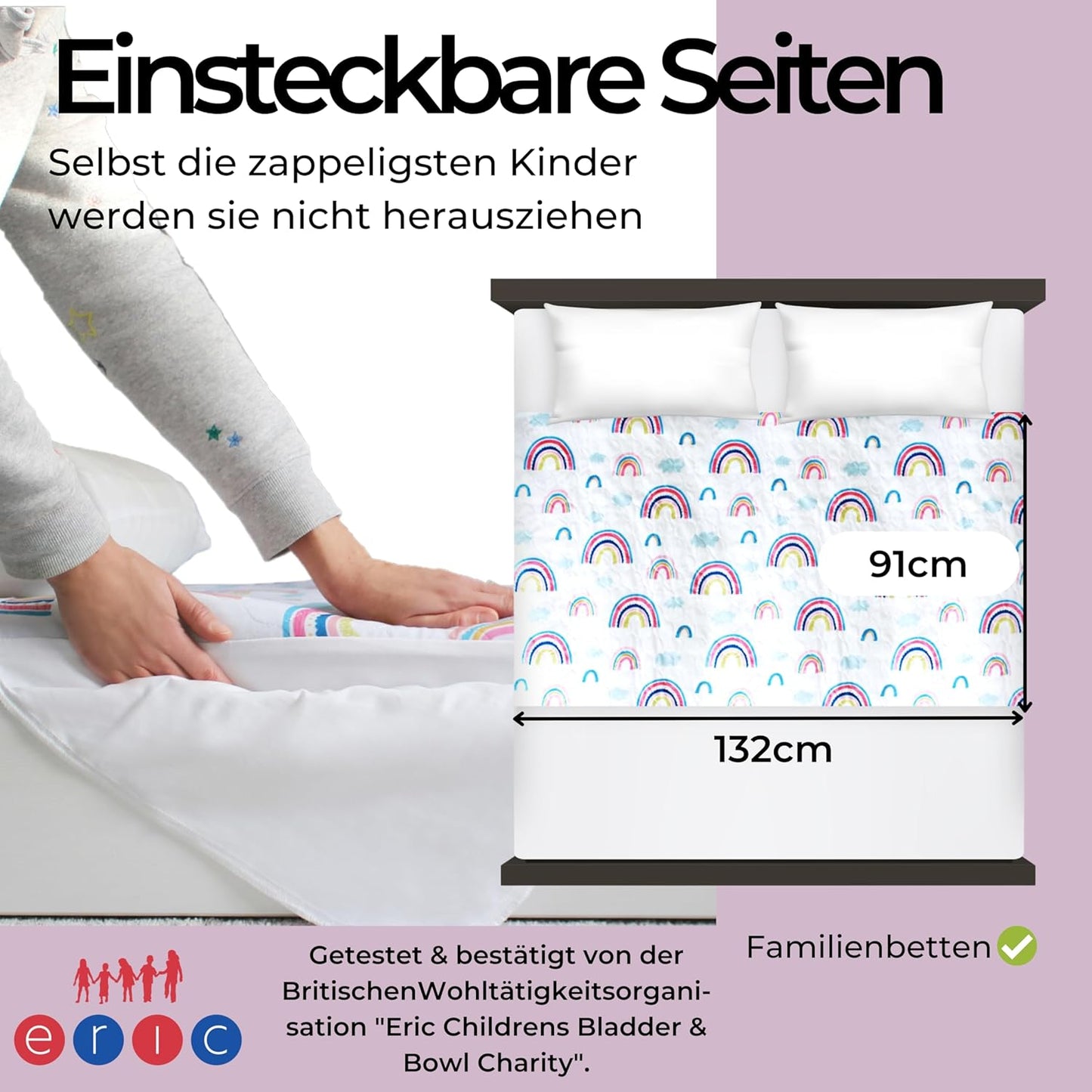 Wasserdichte Bettunterlage für Kinder, Regenbogen / gross