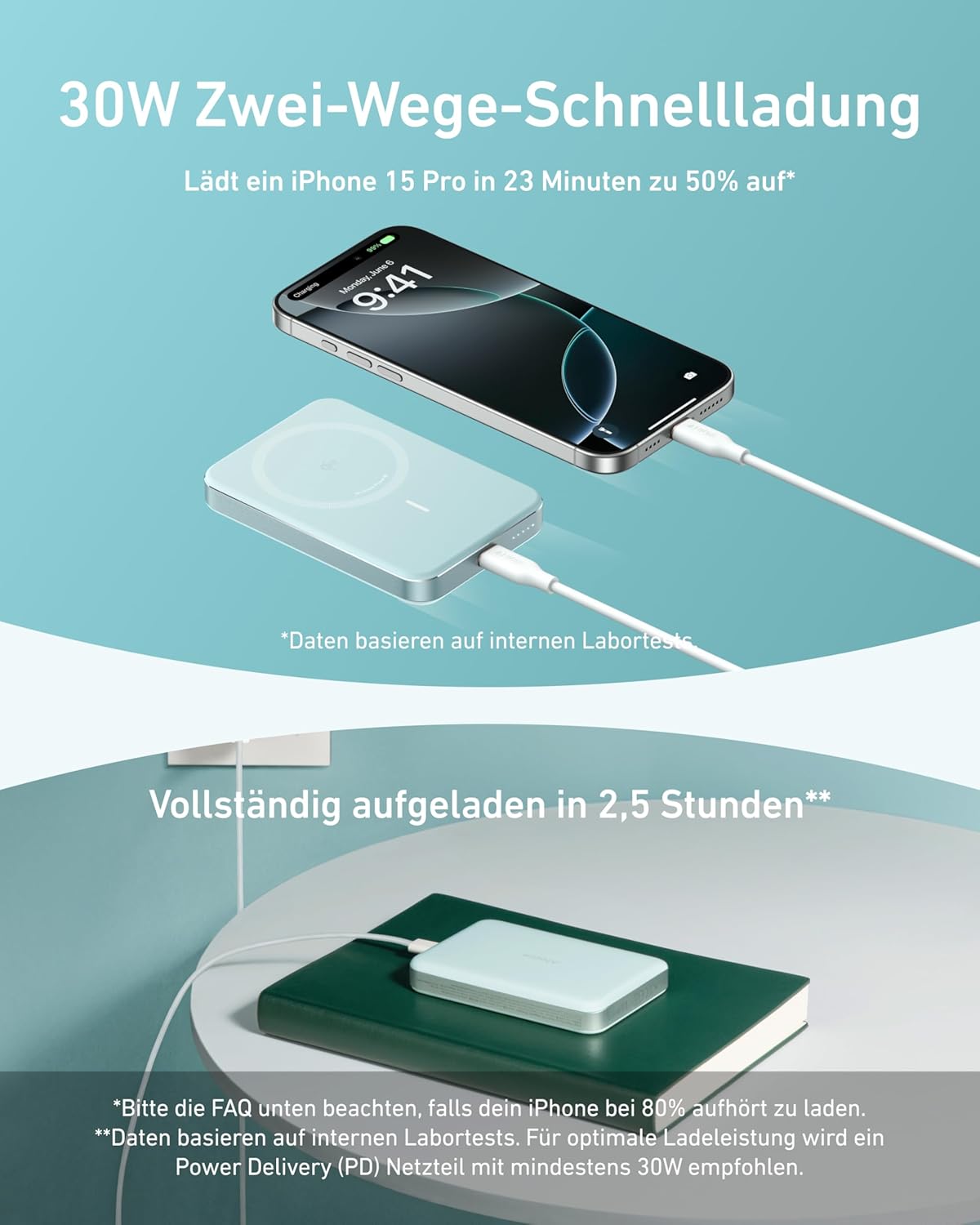 MagGo Powerbank für iPhone 15/14/13/12, Grün