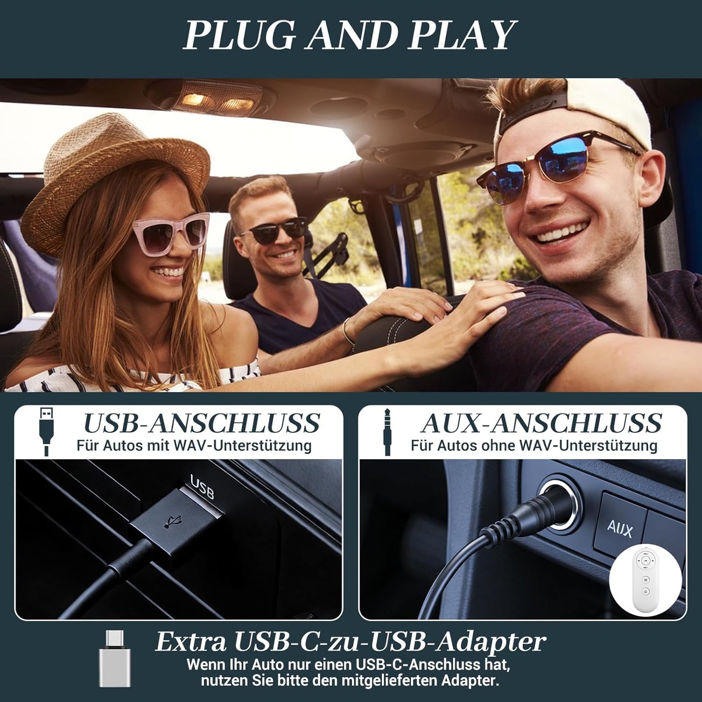 Externer Auto CD-Player mit USB/AUX-Anschluss