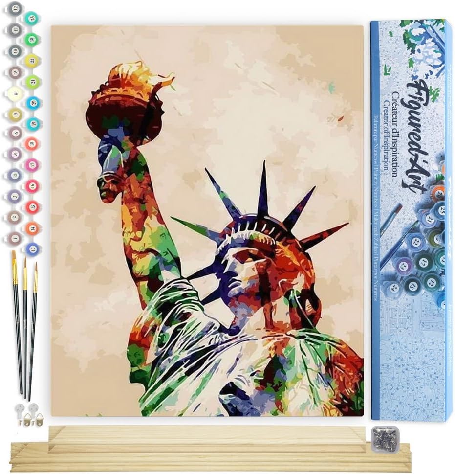 Malen nach Zahlen Set - Freiheitsstatue, Freiheitsstatue 40x50cm Mit Keilrahmen (nicht gespannt)