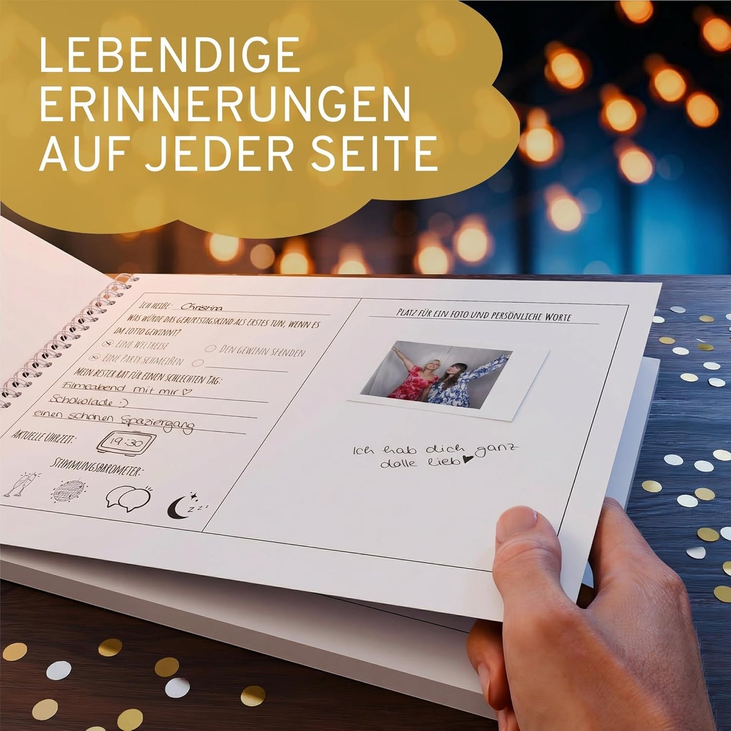 Gästebuch Geburtstag mit Fragen, 60 Seiten - Schlicht