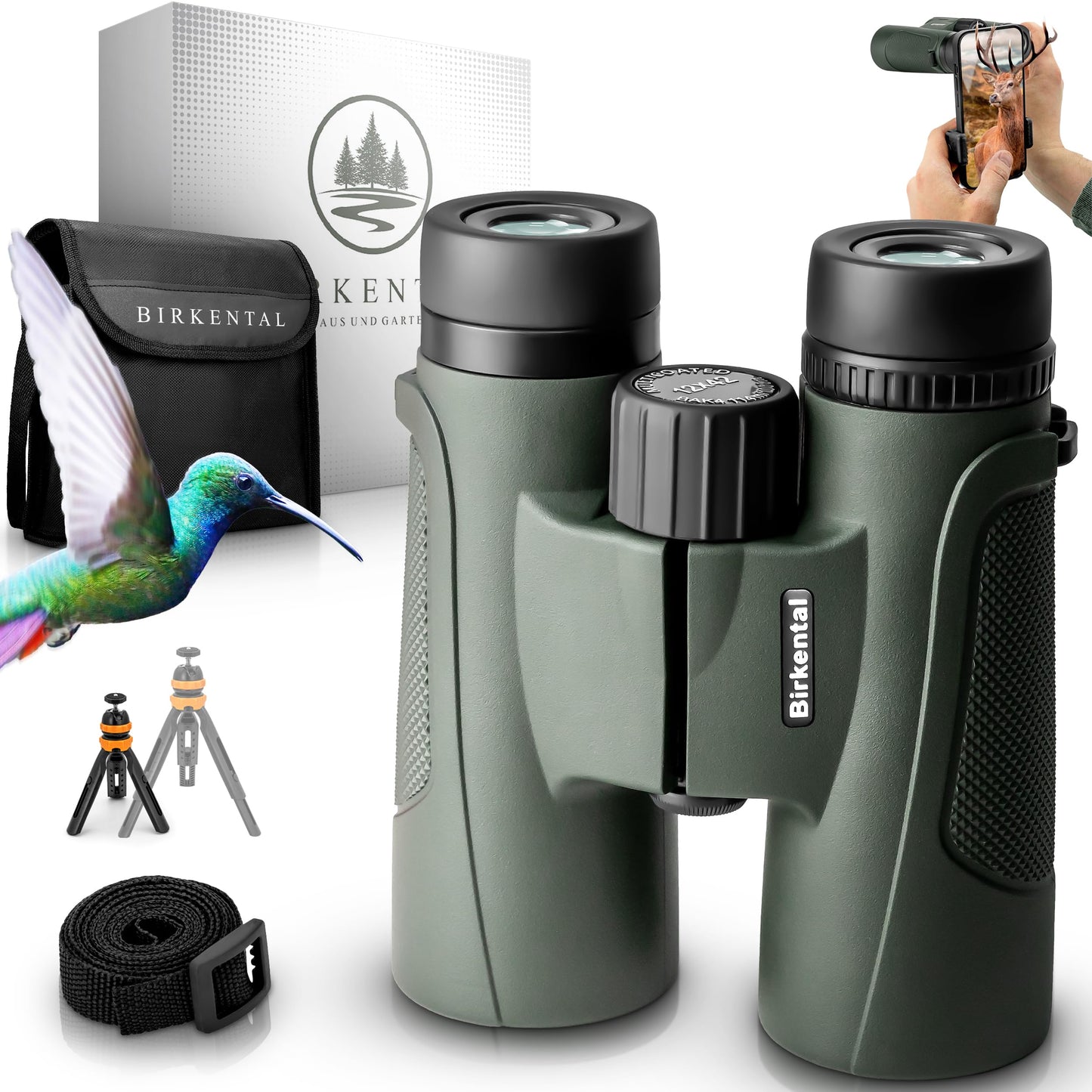 Fernglas 12x42 HD Zoom wasserdicht, Grün 12x42