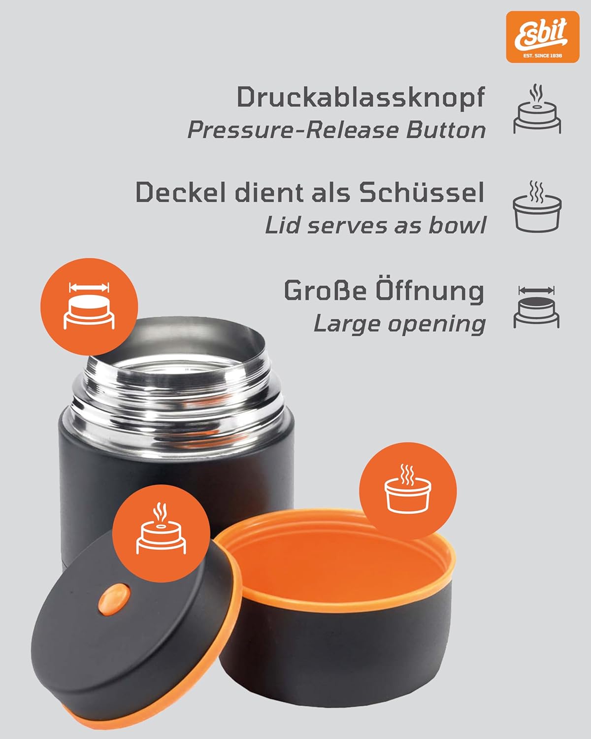 Thermobehälter Classic für Speisen, 500 ml Schwarz
