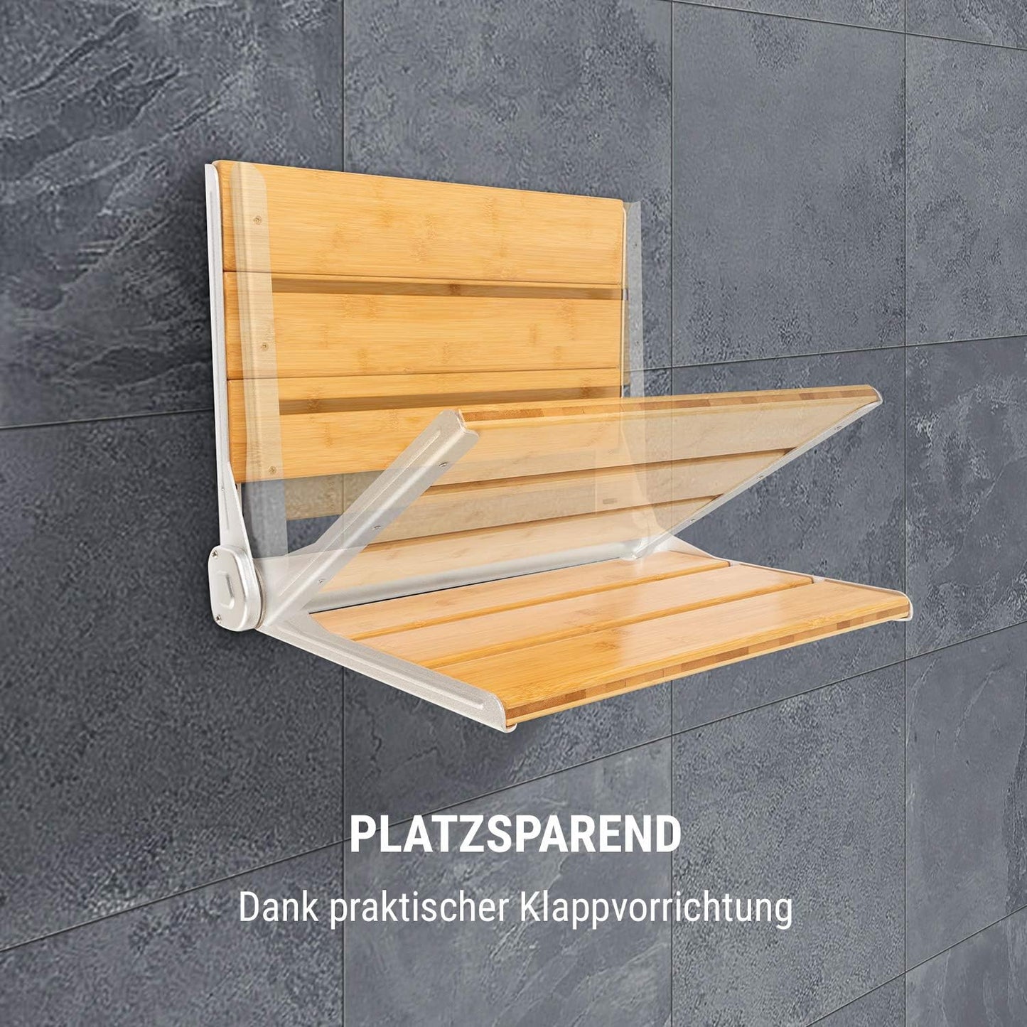 Klappbarer Duschsitz Arielle Deluxe mit Bambus-Sitzfläche, Arielle Deluxe, Braun