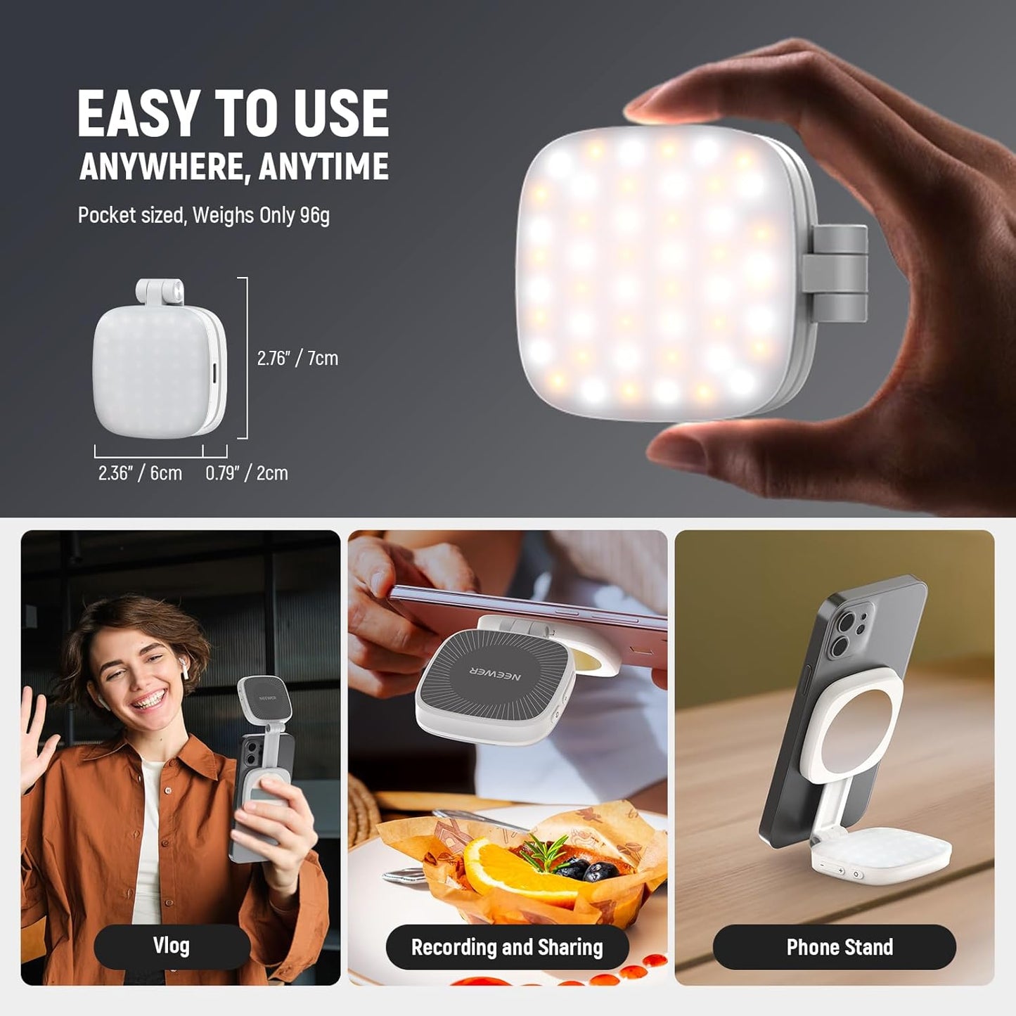 Magnetisches Selfie Licht für iPhone MagSafe, NL48B Weiß