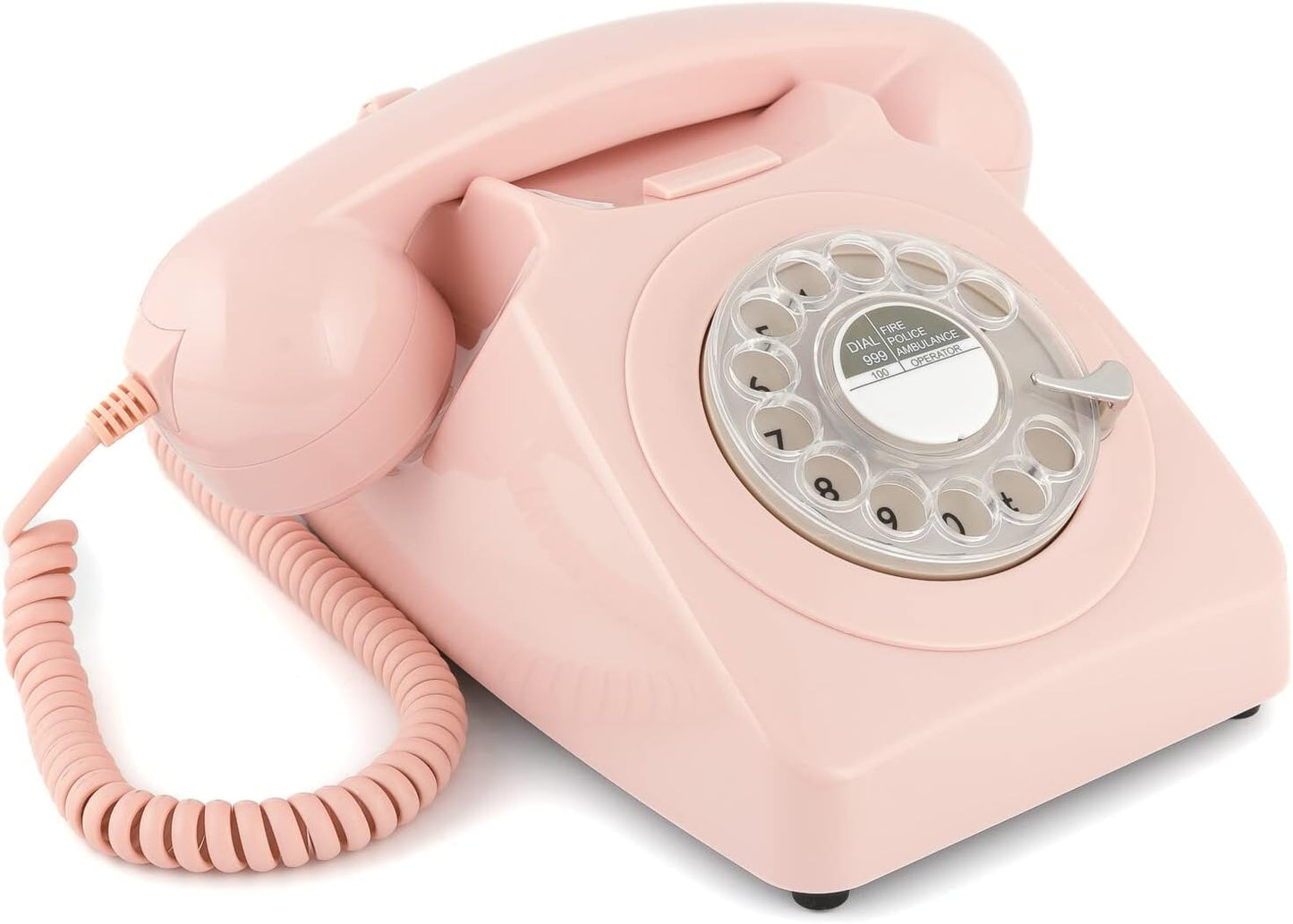 Retro-Telefon mit Wählscheibe im 70er Jahre Design, Pink- Nelke Rosa