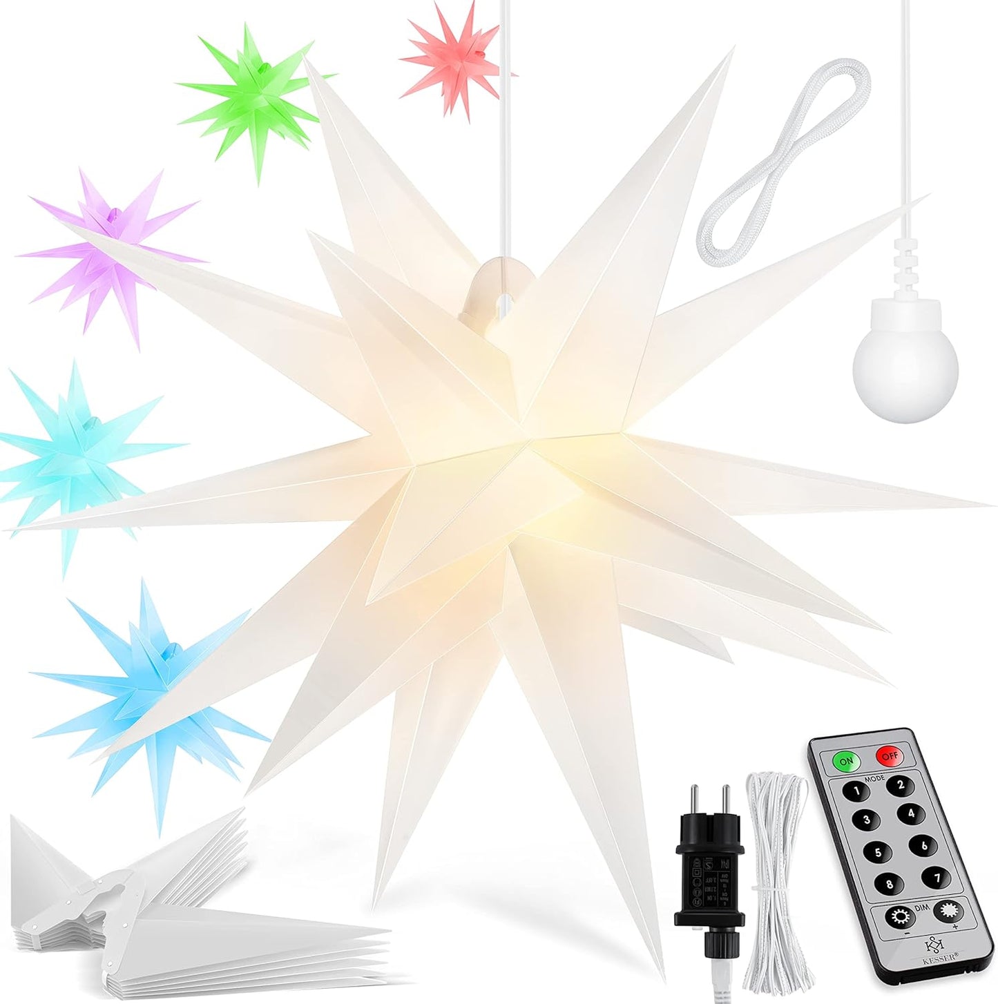 LED-Weihnachtsstern mit Fernbedienung, Bunt / mit Fernbedienung 45cm