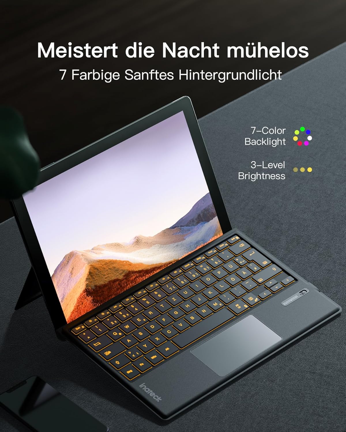 Surface Pro 7 Bluetooth-Tastatur mit Trackpad, Grau Upgrade