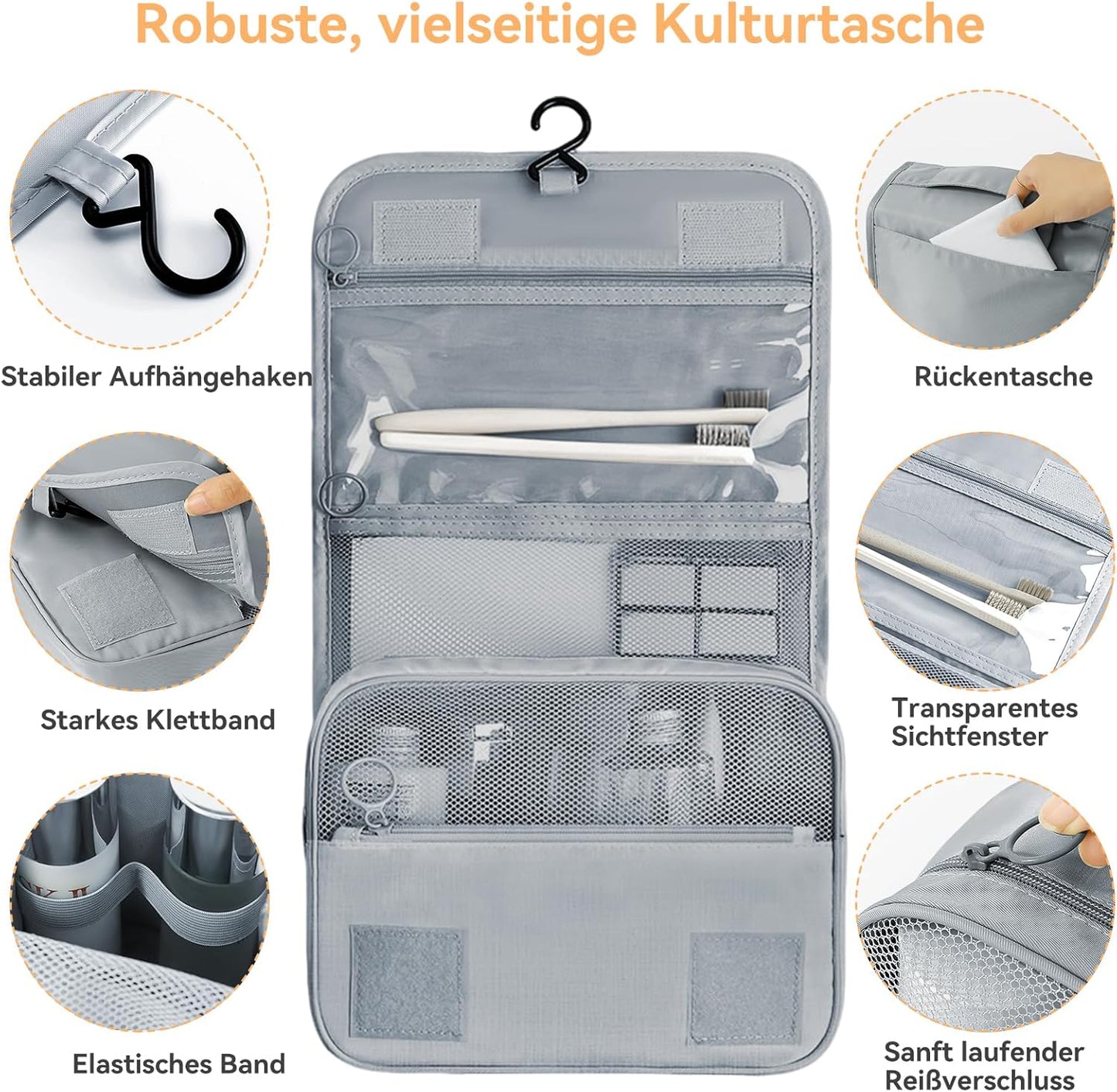 12-teiliges Koffer-Organizer-Set, Grau, 12stk