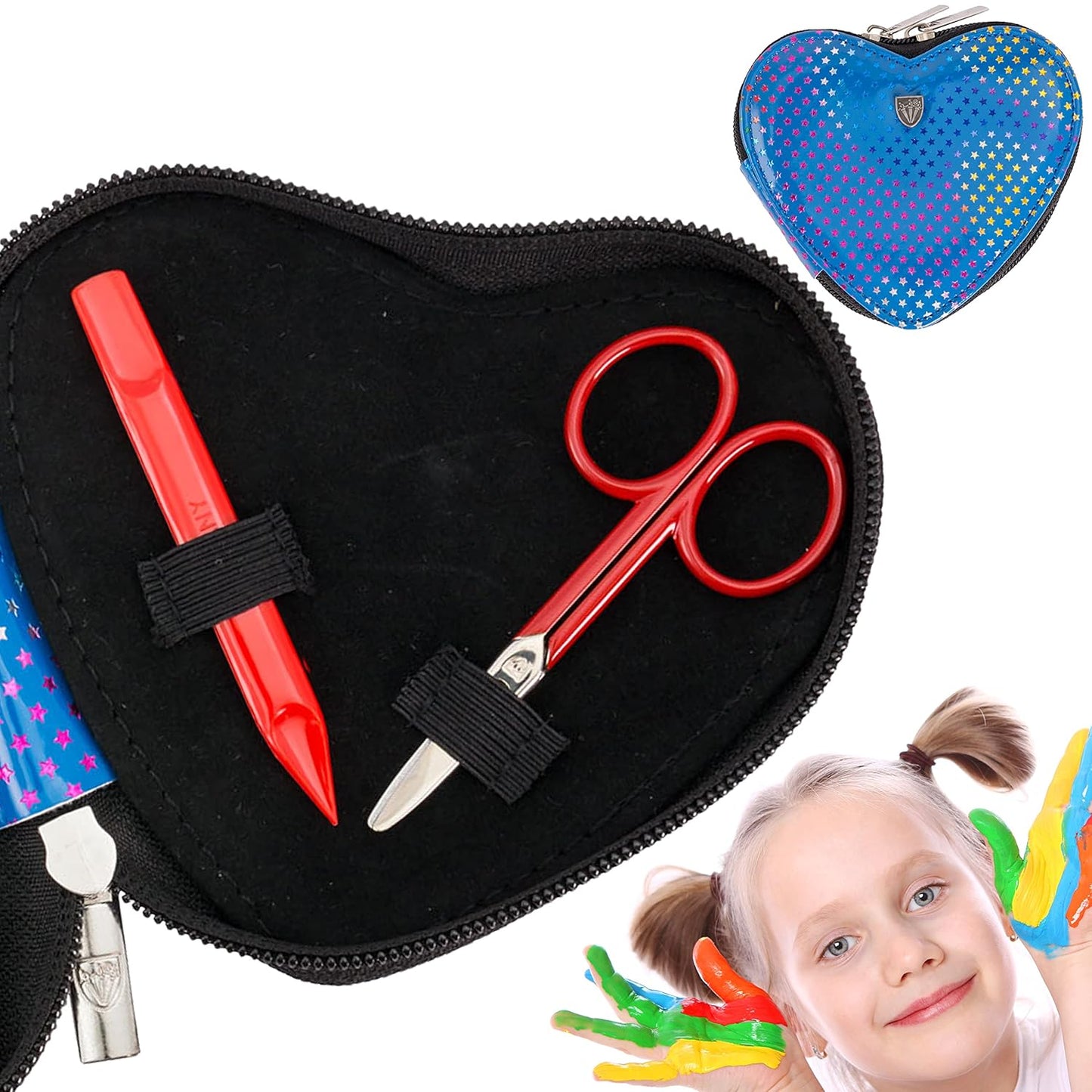 5-teiliges Maniküreset, Sterne Blau - Kinderschere