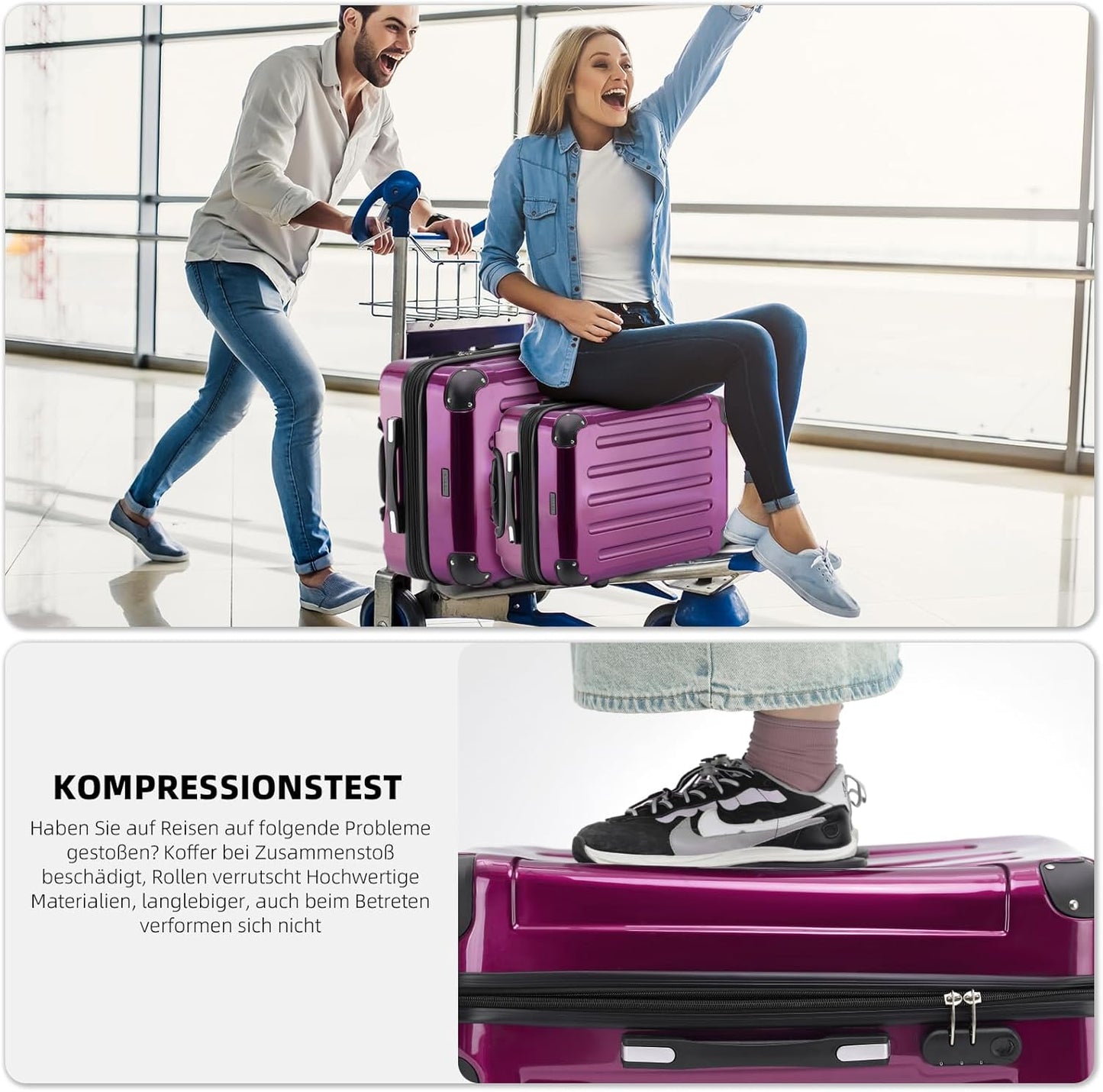 3-tlg. Hartschalenkoffer-Set, Lila SET