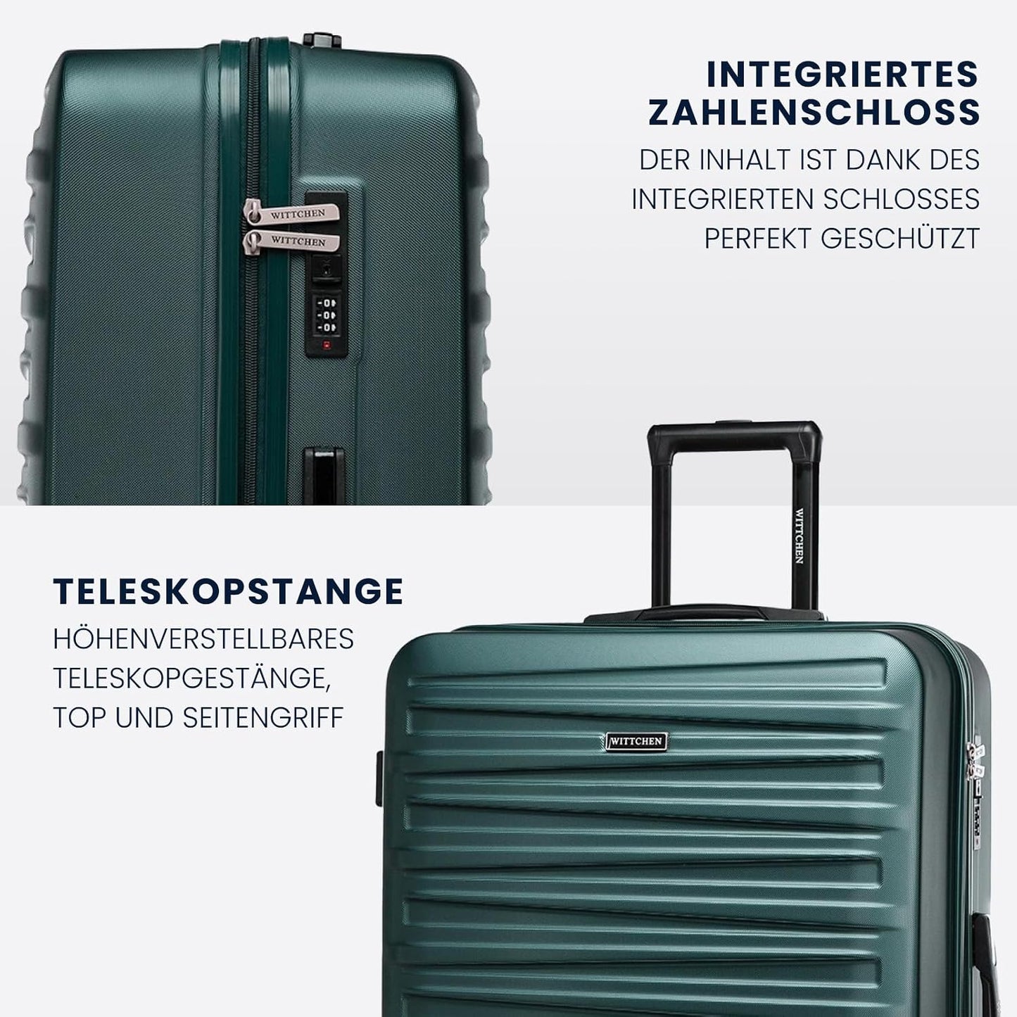 Skyspeed Line Reisekofferset (4-teilig) mit Kosmetikkoffer, Koffer-Set 4tlg. Grün