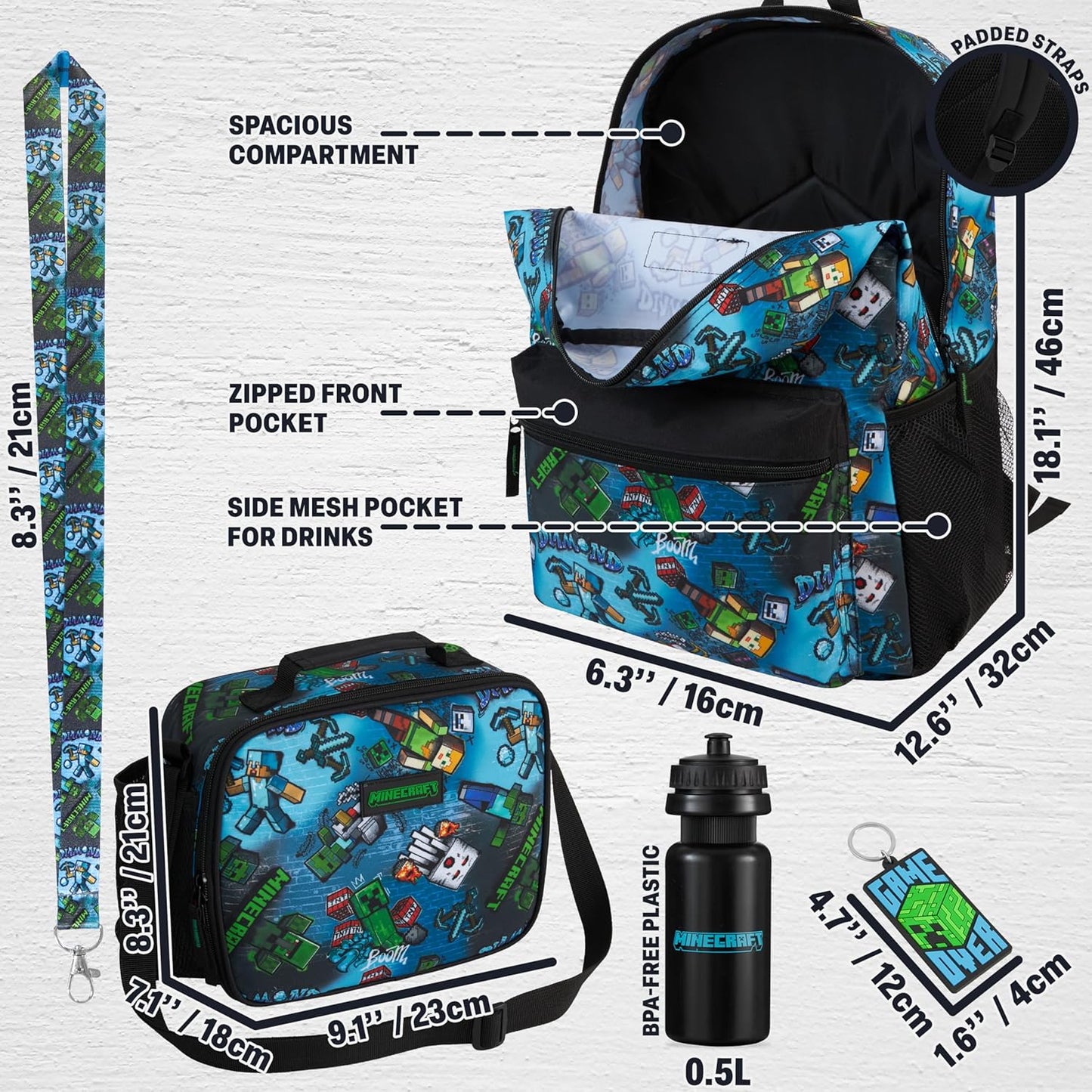 Minecraft Rucksack-Set für Kinder, Multi Minecraft