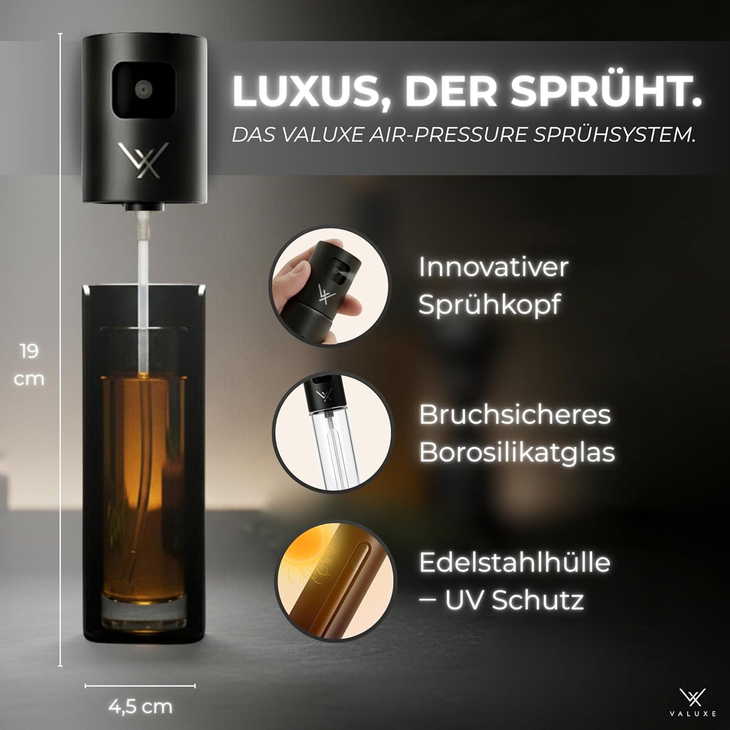 Zerstäuber für Öl und Essig, 2er Set Ebony + Creamy