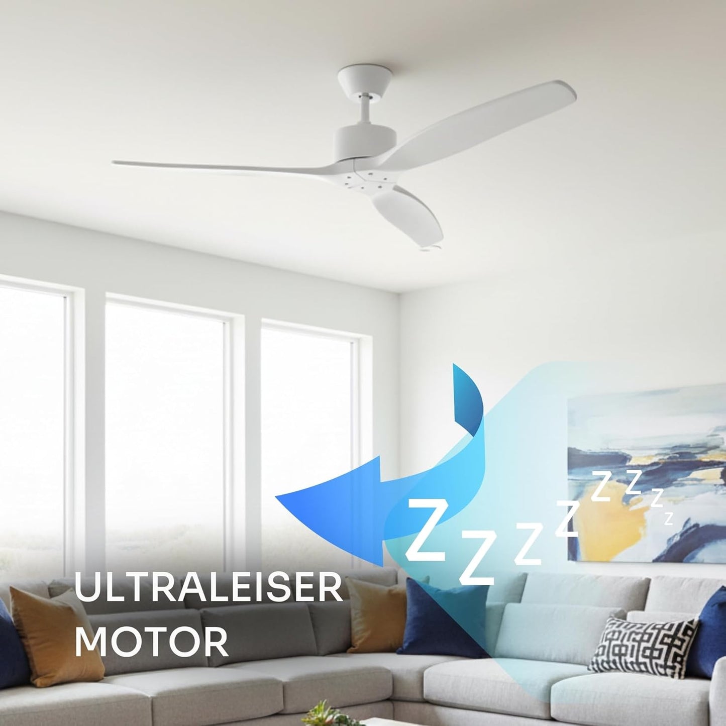 Deckenventilator mit Fernbedienung, Ohne Licht Weiss