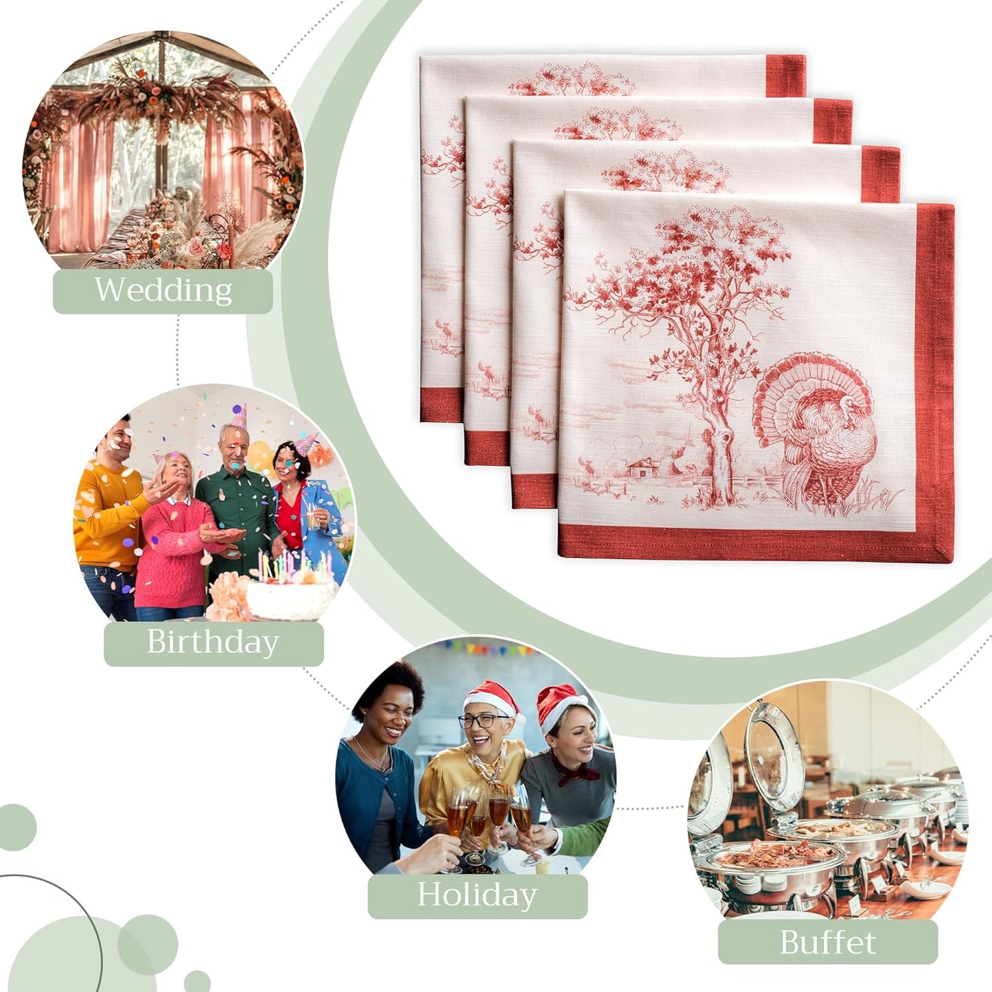 4-teiliges Stoffservietten-Set Holy Jouy Red, Holy Jouy Red