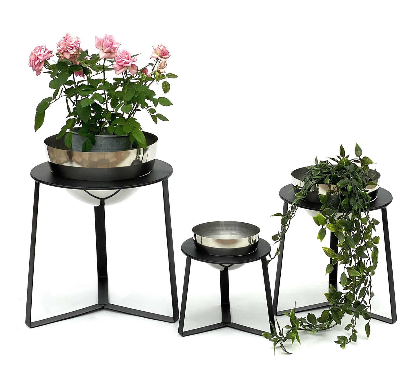 3er-Set Blumenhocker mit Topf