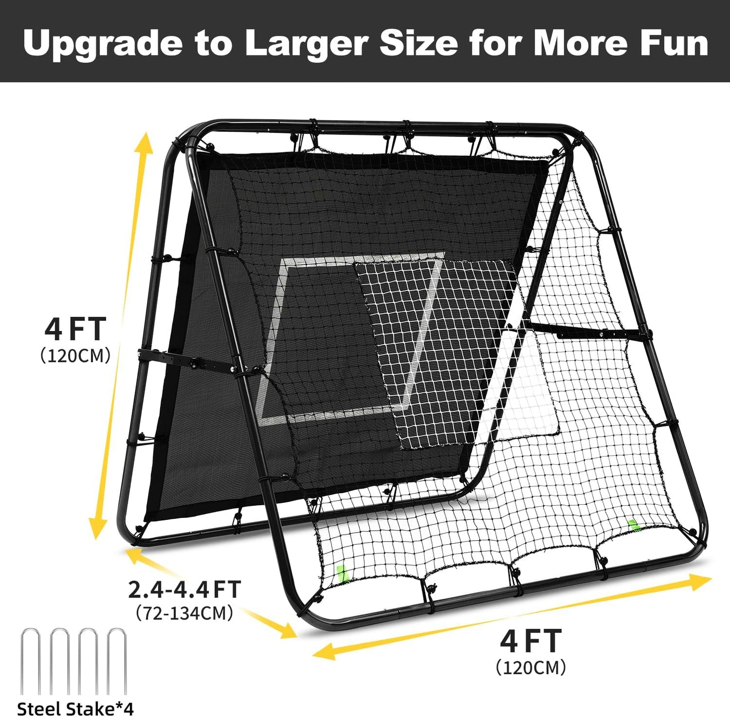 Doppelseitiges Rebounder-Netz für Fussballtraining, Schwarz + Schwarz