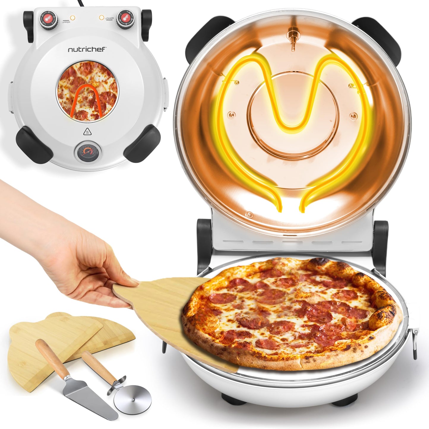 Pizzaofen mit Pizzastein, White